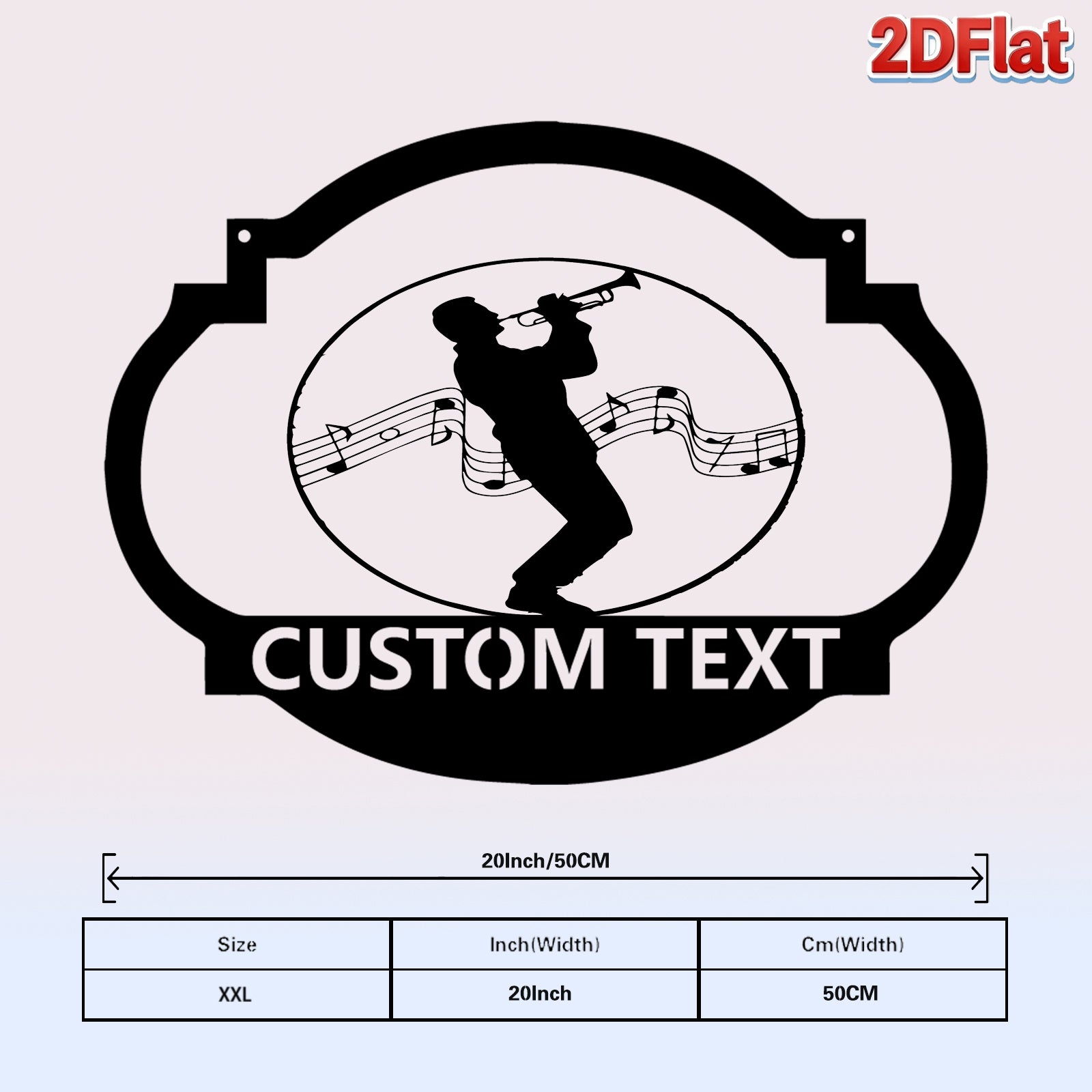 Custom Trumpet Player & Music Notes Metal Sign