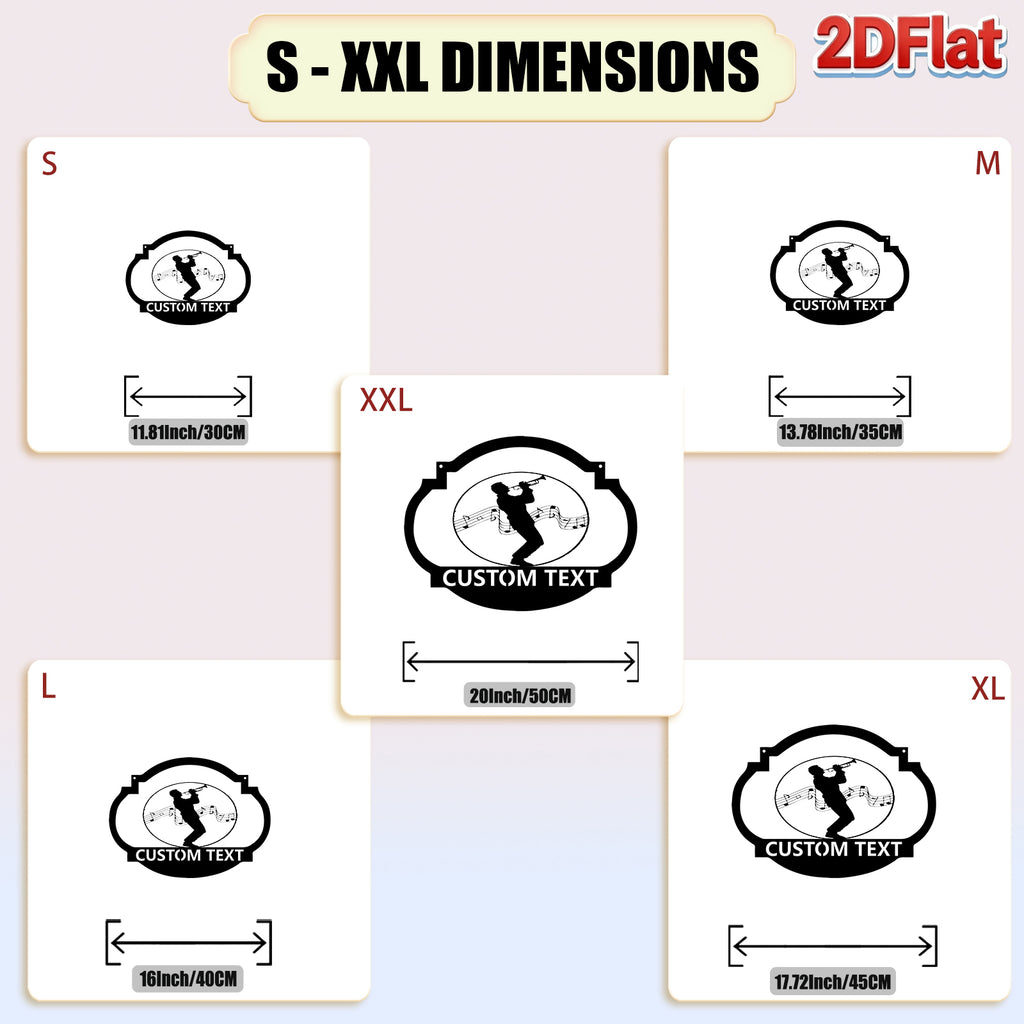 Custom Trumpet Player & Music Notes Metal Sign