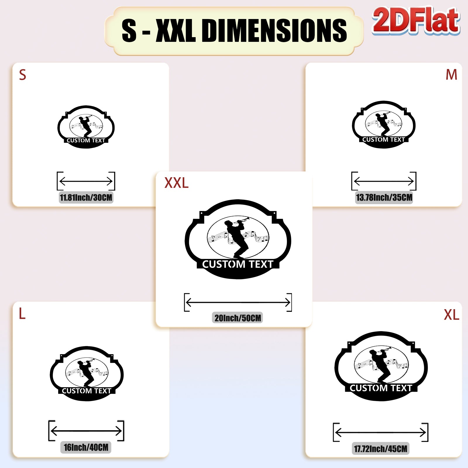 Custom Trumpet Player & Music Notes Metal Sign