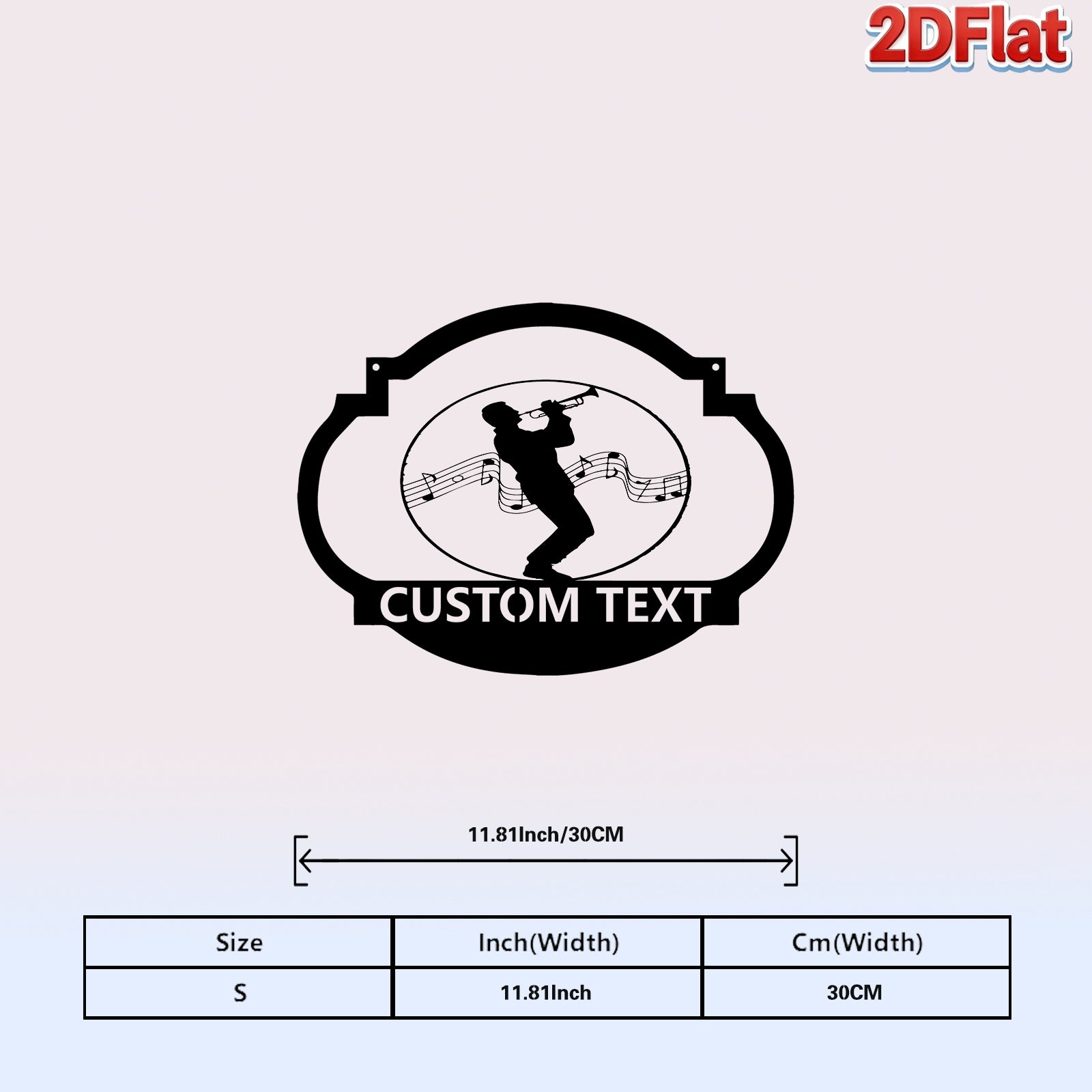 Custom Trumpet Player & Music Notes Metal Sign