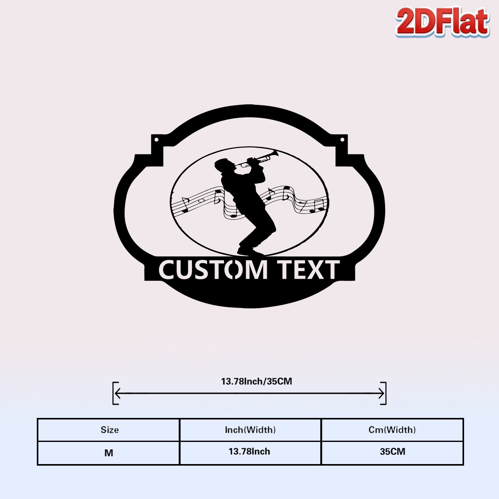 Custom Trumpet Player & Music Notes Metal Sign