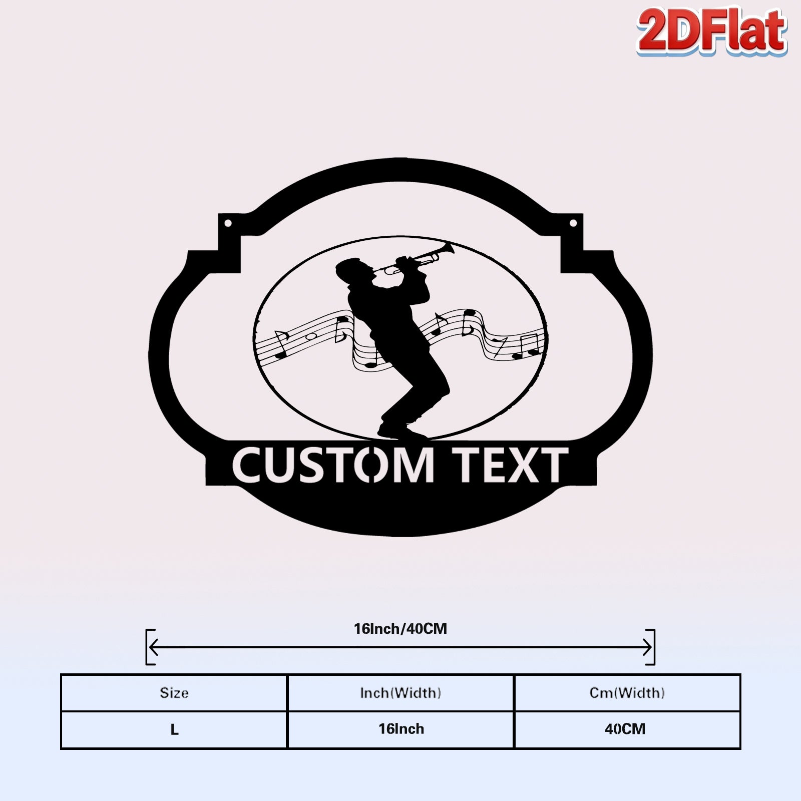 Custom Trumpet Player & Music Notes Metal Sign