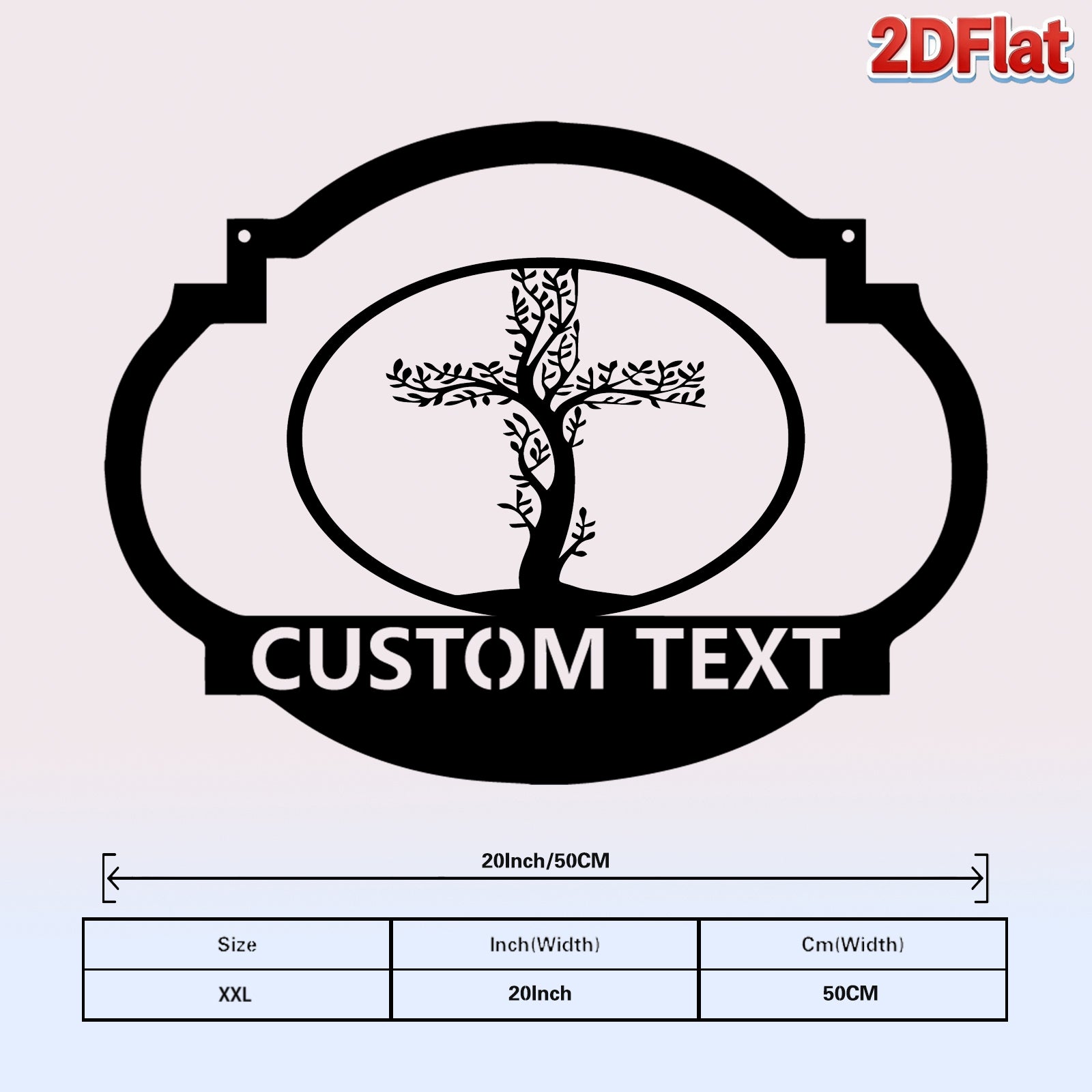 Custom Oval Frame Tree Silhouette Metal Sign