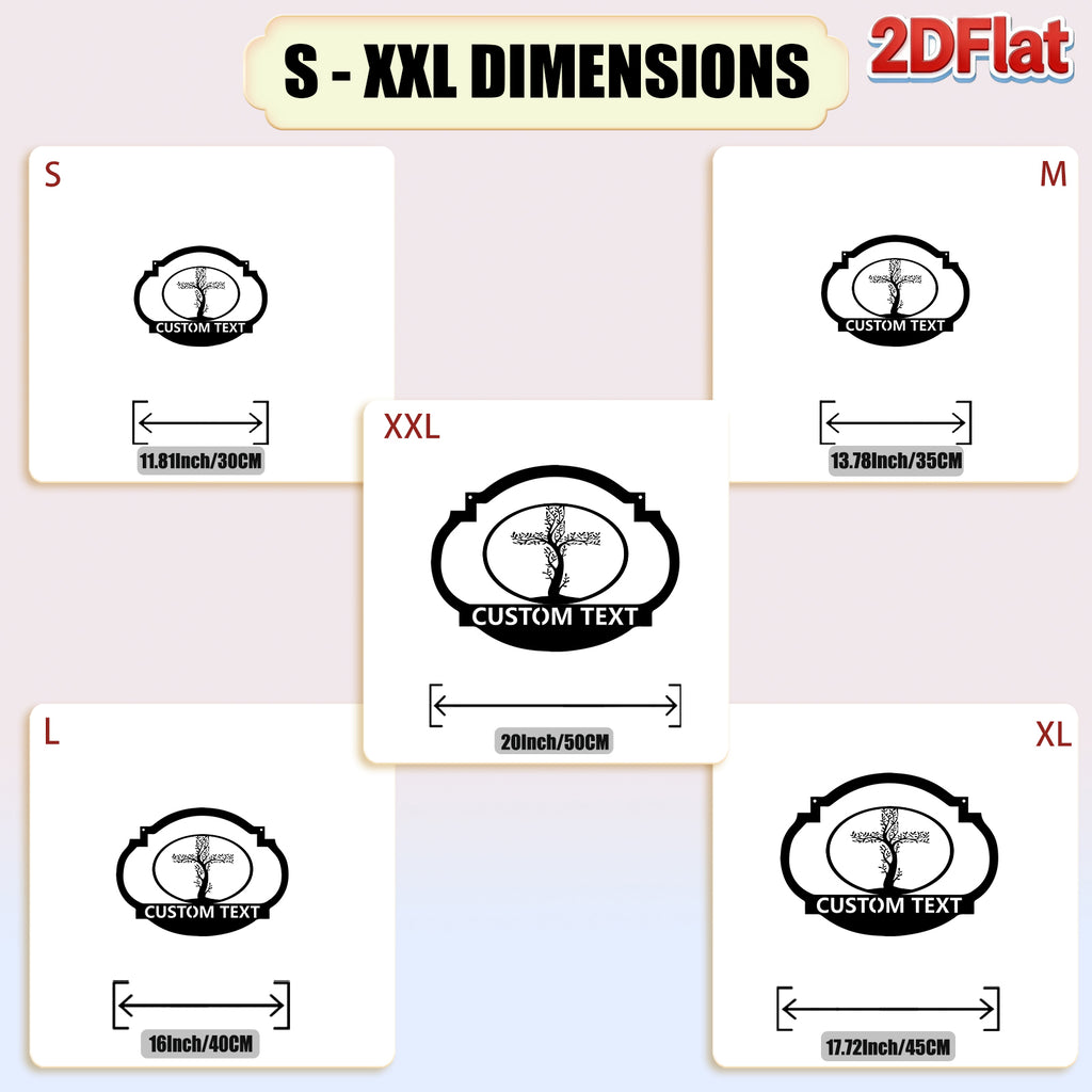 Custom Oval Frame Tree Silhouette Metal Sign