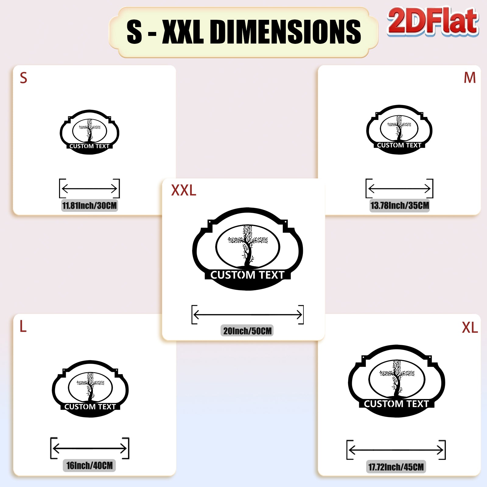 Custom Oval Frame Tree Silhouette Metal Sign