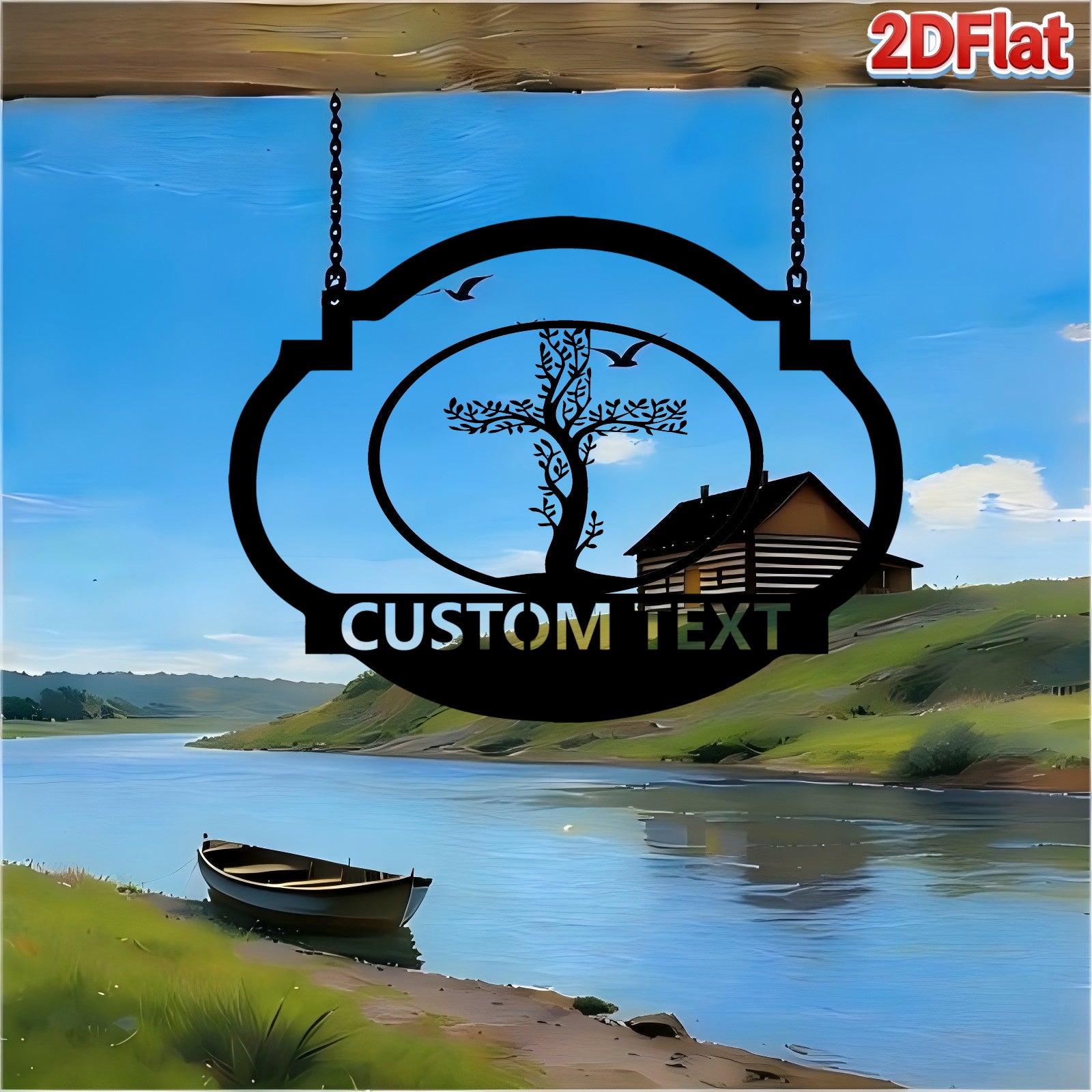 Custom Oval Frame Tree Silhouette Metal Sign