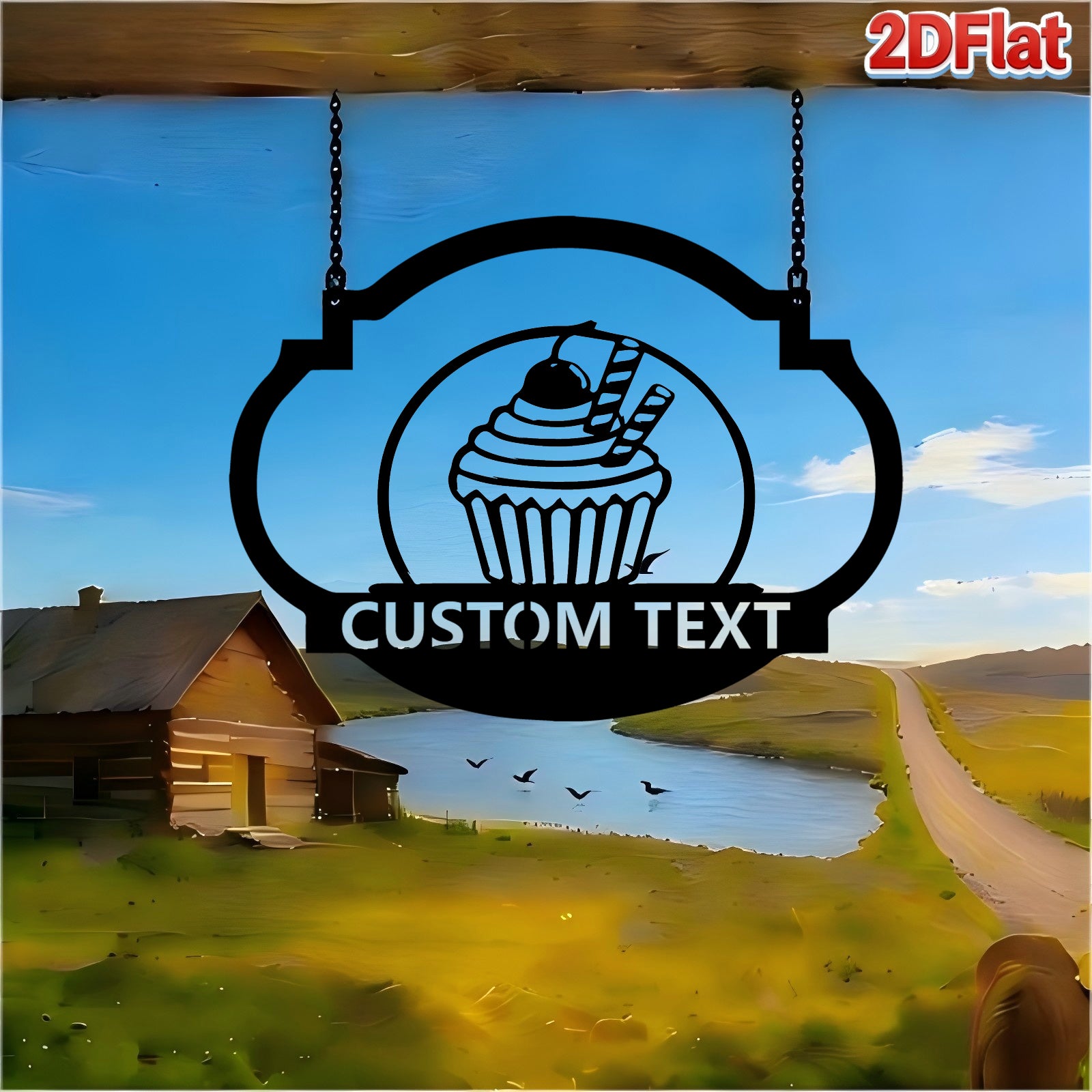 Custom Cupcake with Cherry Metal Sign