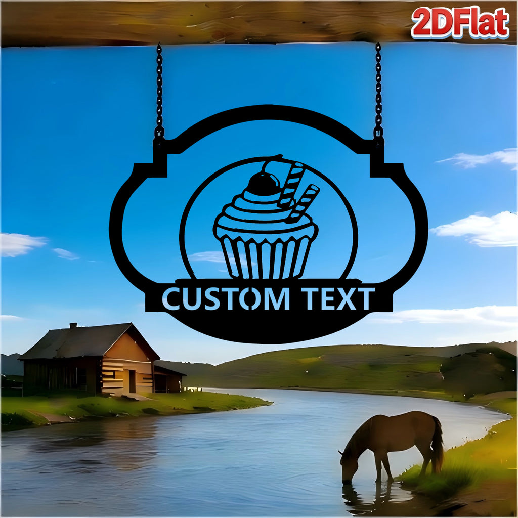 Custom Cupcake with Cherry Metal Sign