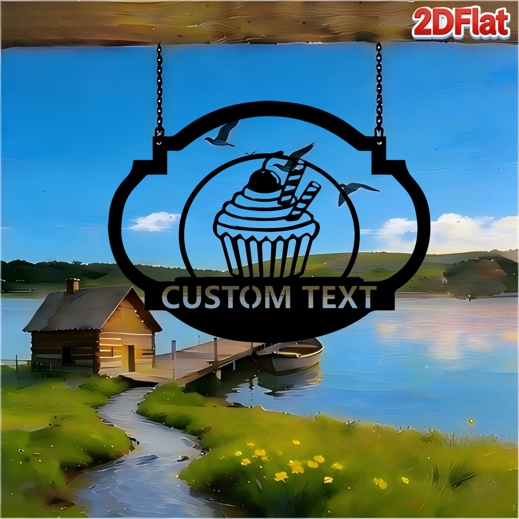Custom Cupcake with Cherry Metal Sign