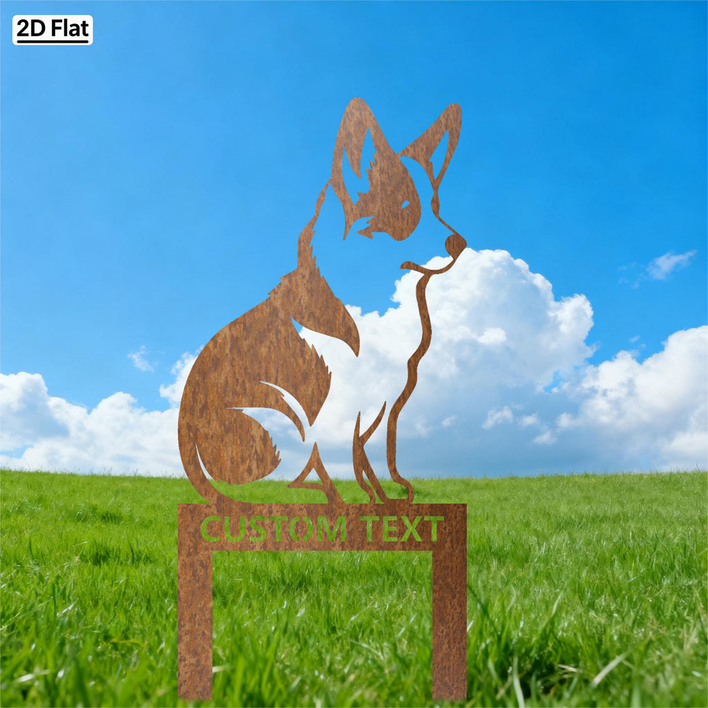 Bespoke Corgi Silhouette Metal Stake
