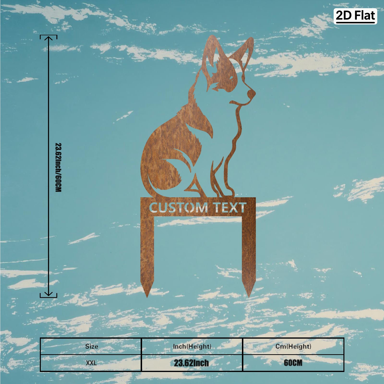 Bespoke Corgi Silhouette Metal Stake