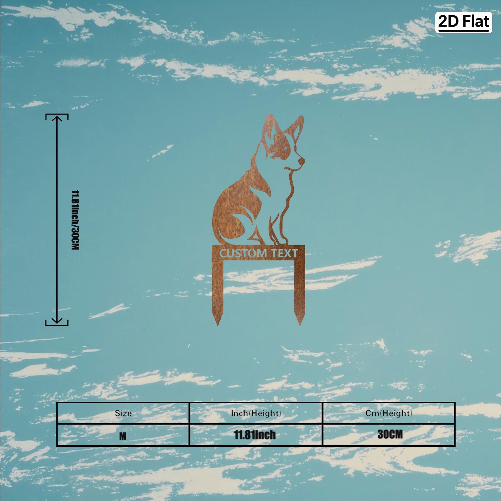 Bespoke Corgi Silhouette Metal Stake