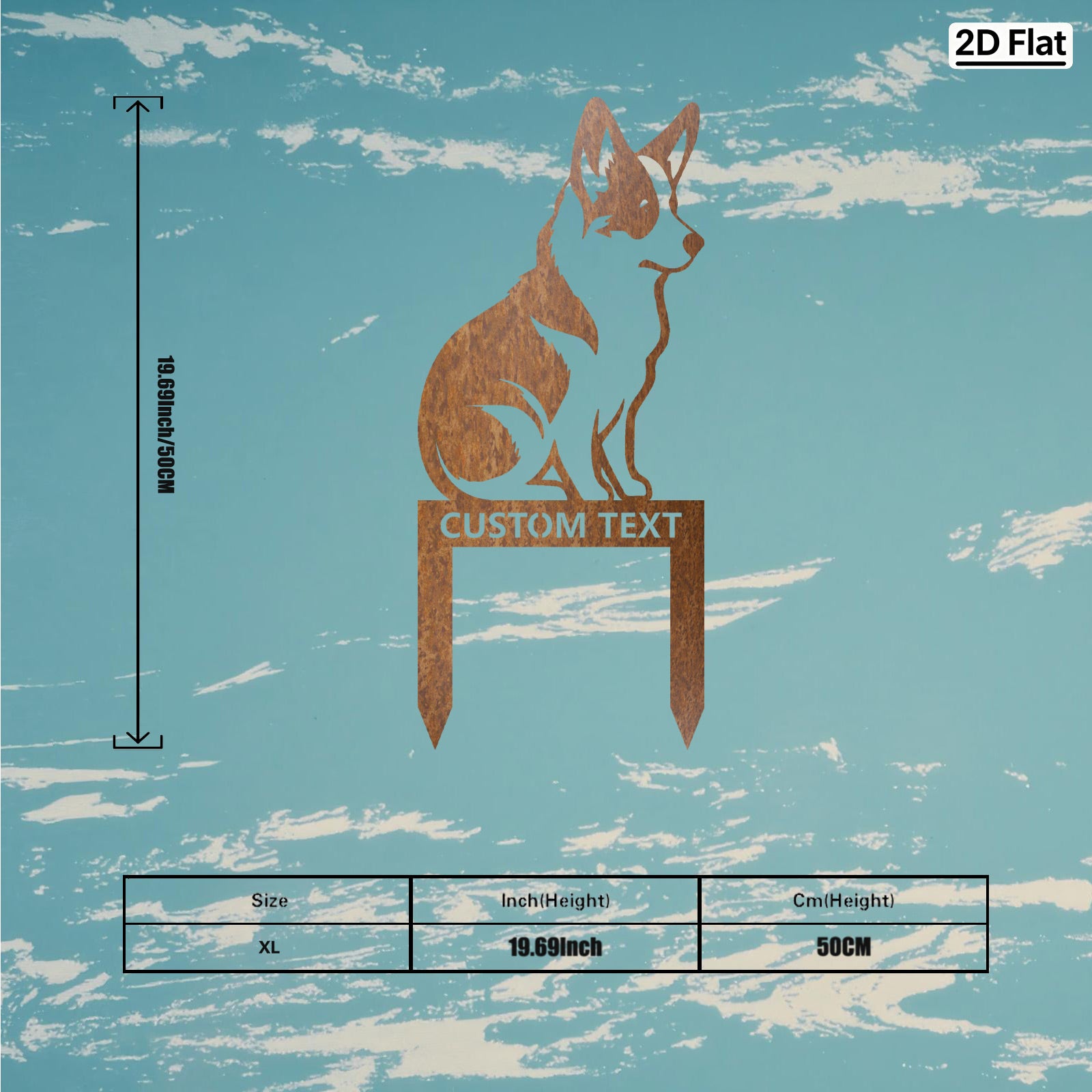 Bespoke Corgi Silhouette Metal Stake