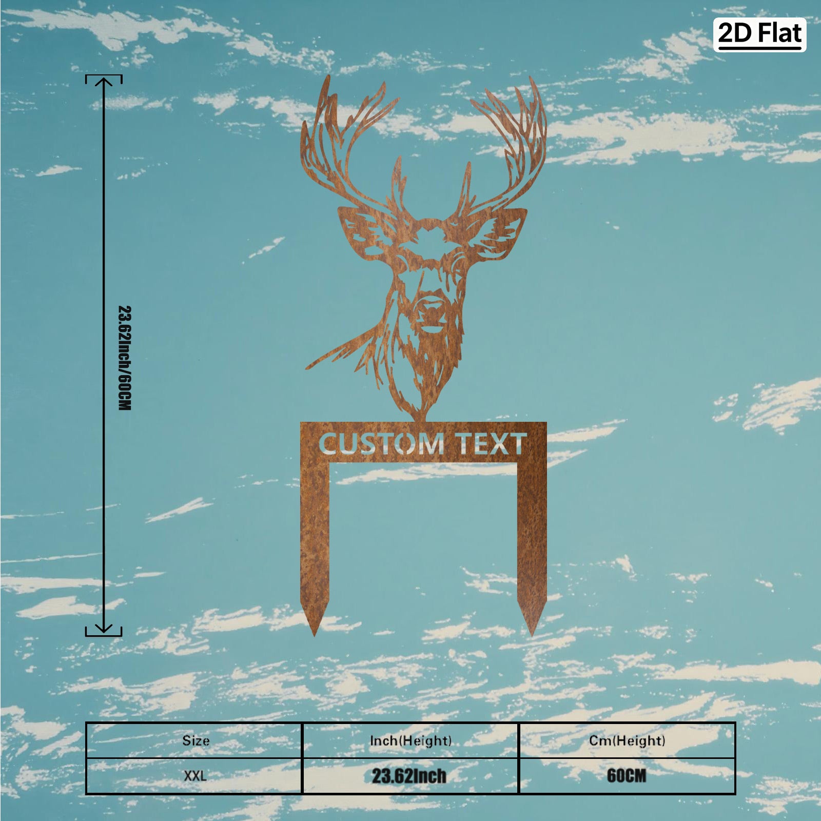 Custom Deer Head Metal Garden Stake