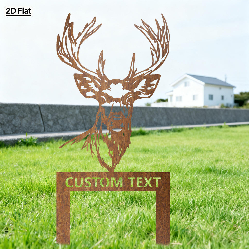 Custom Deer Head Metal Garden Stake