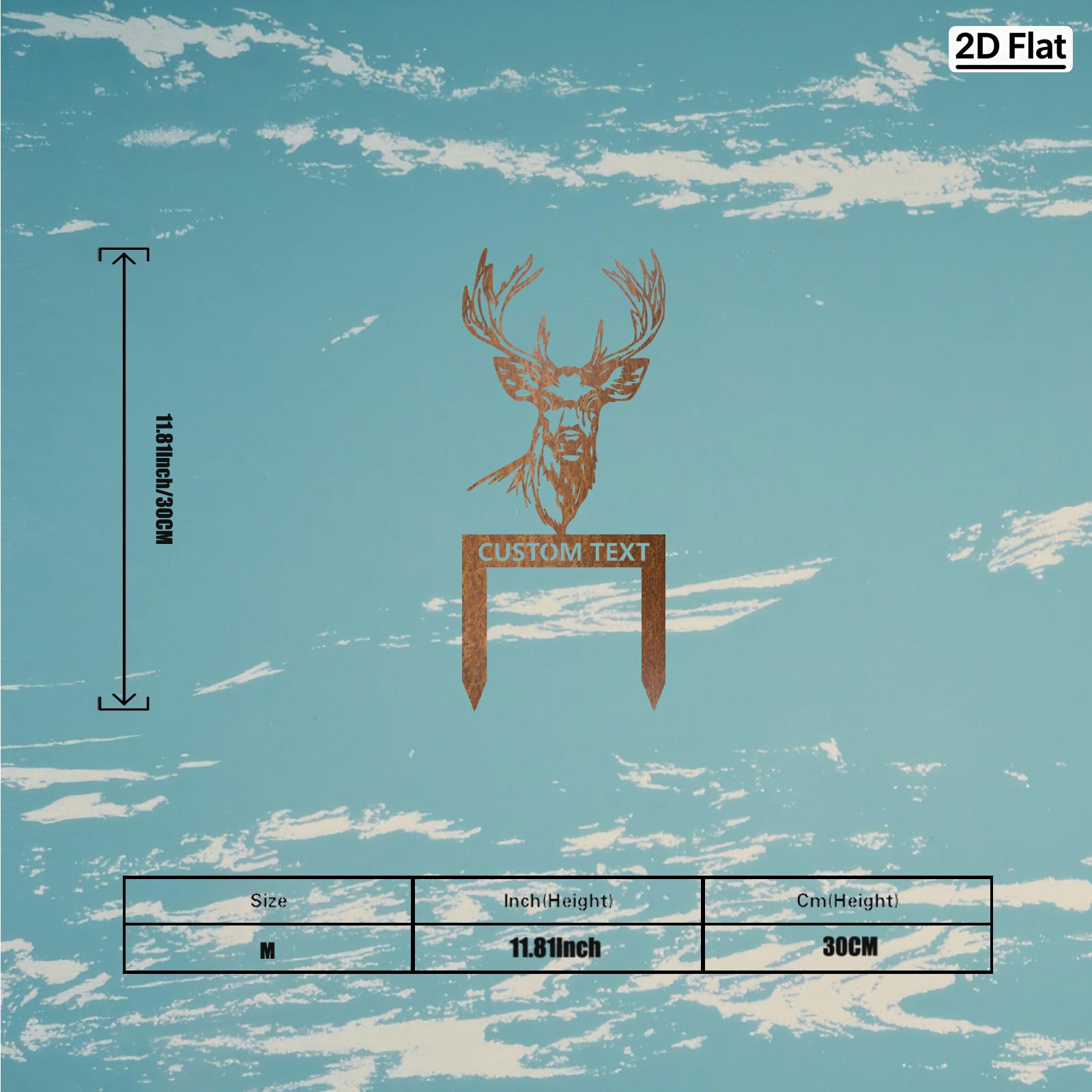 Custom Deer Head Metal Garden Stake