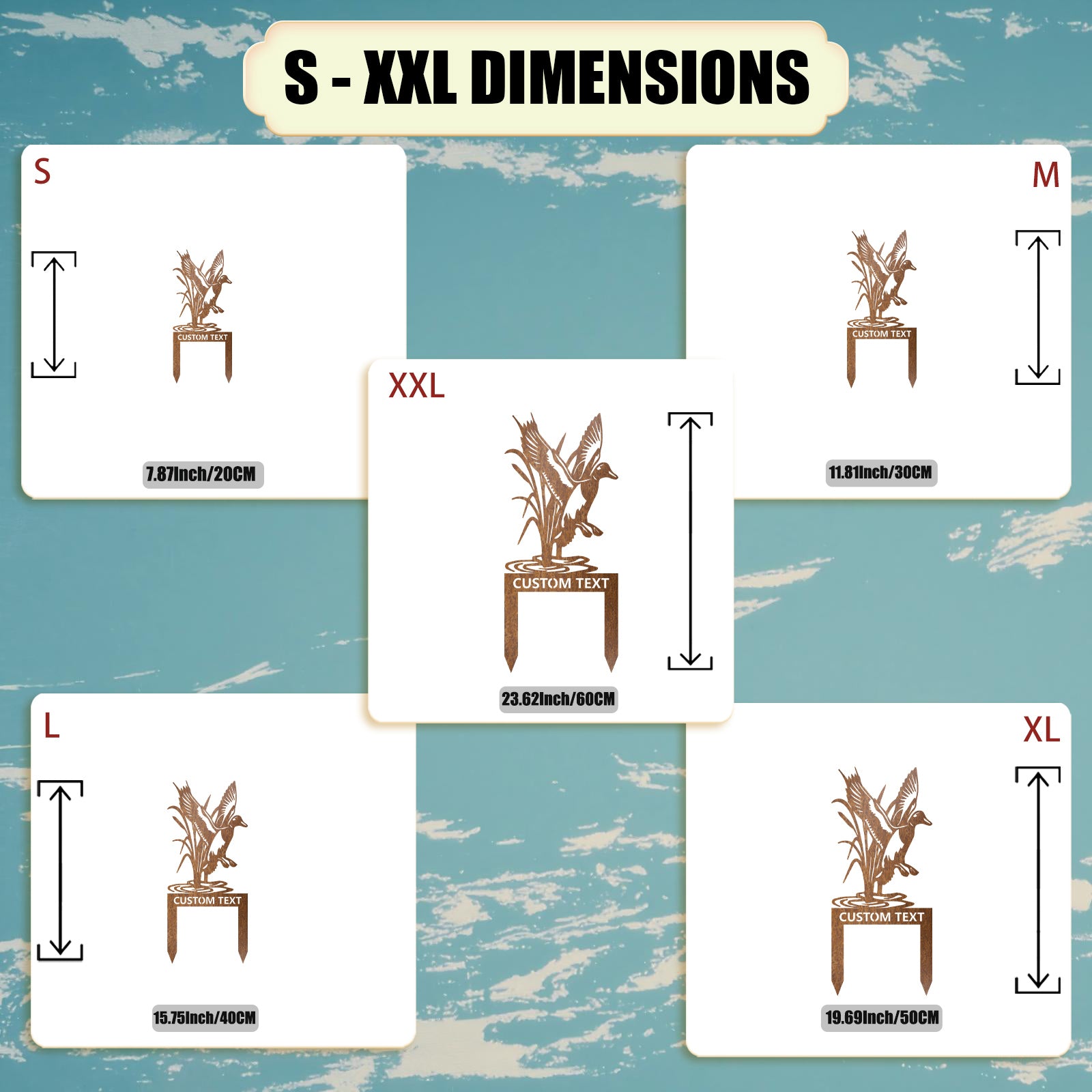 Custom Flying Duck & Reeds Metal Stake