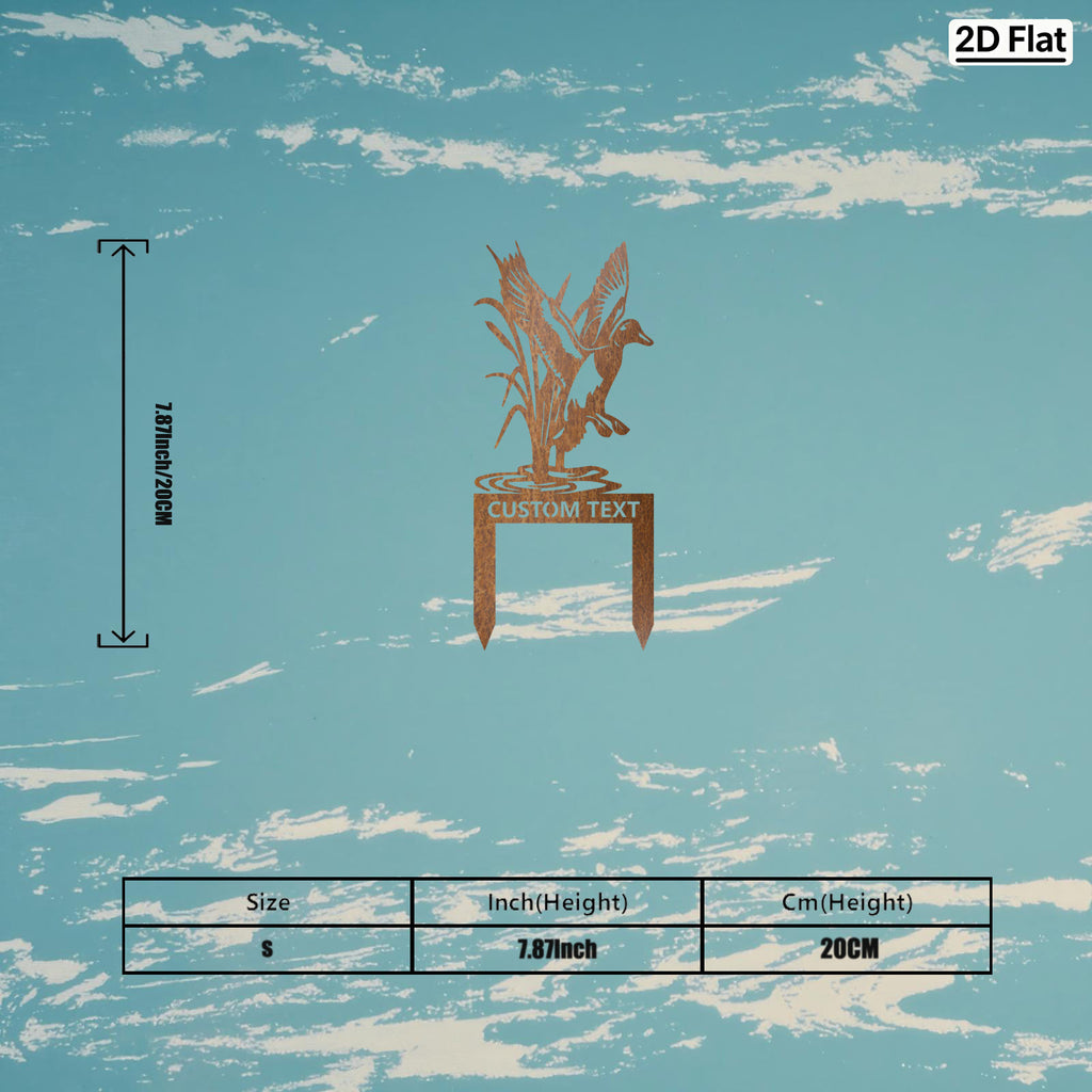 Custom Flying Duck & Reeds Metal Stake