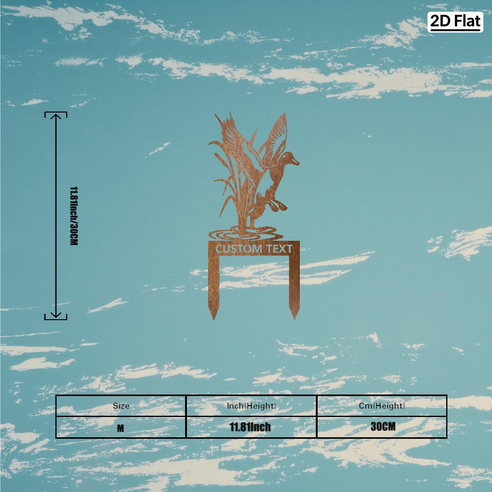 Custom Flying Duck & Reeds Metal Stake