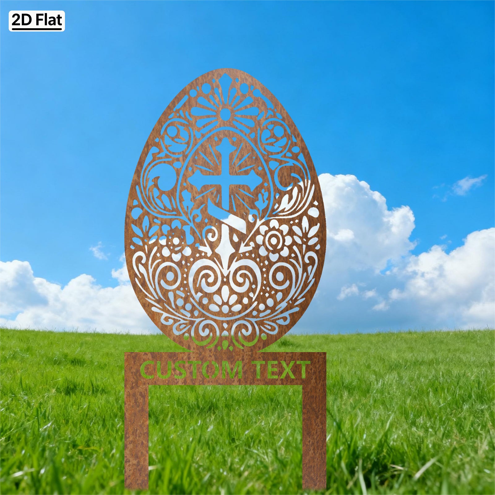 Custom Cross & Anchor Easter Egg Metal Stake