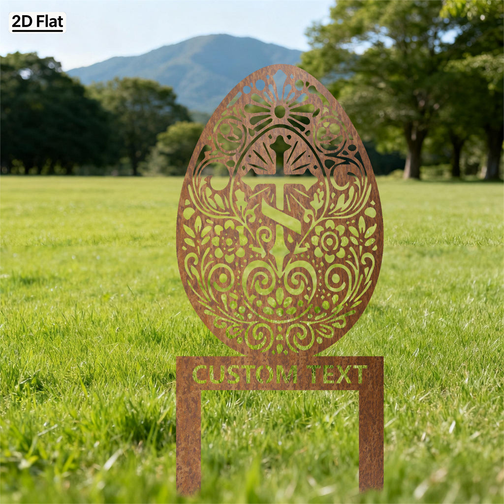 Custom Cross & Anchor Easter Egg Metal Stake