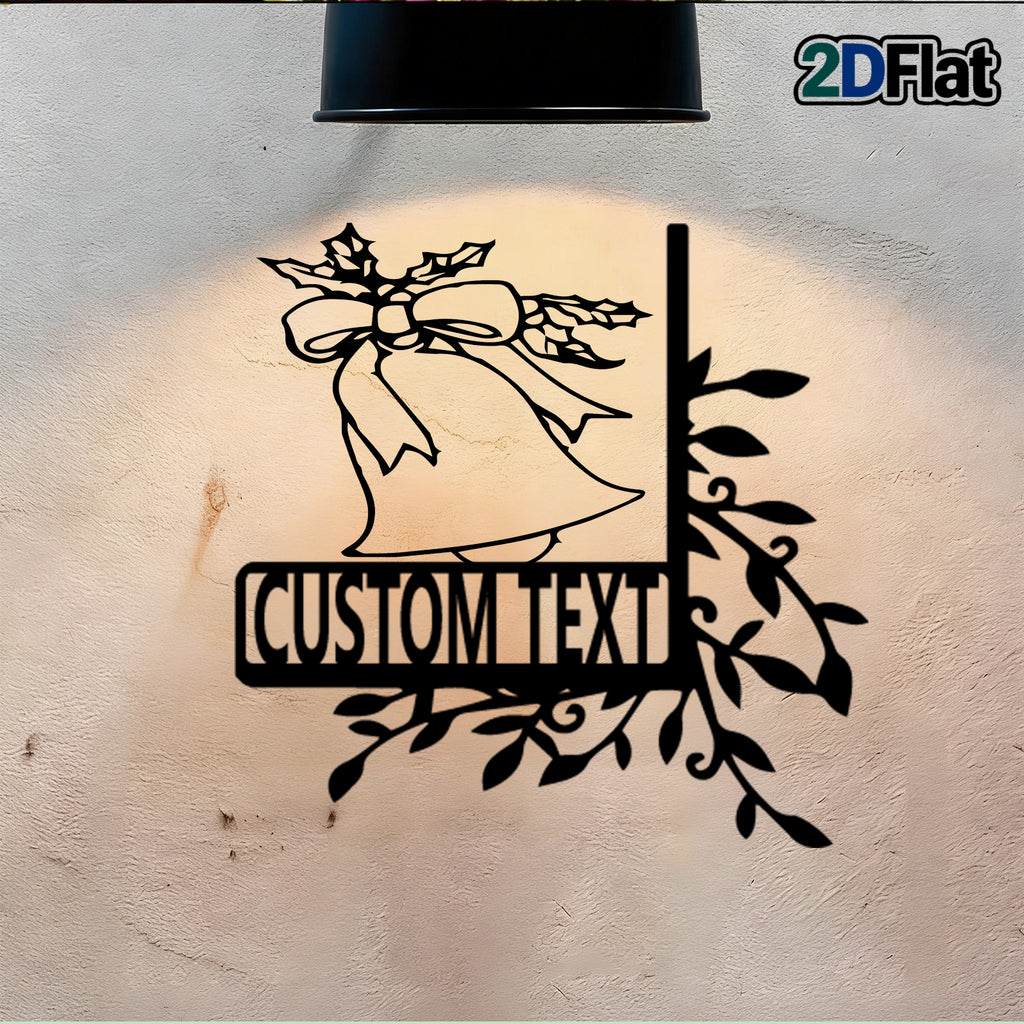 Custom Bell & Holly Metal House Number Sign