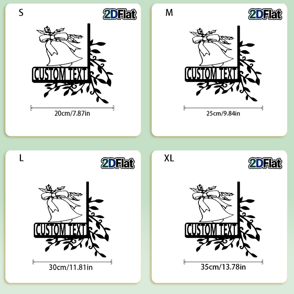 Custom Bell & Holly Metal House Number Sign