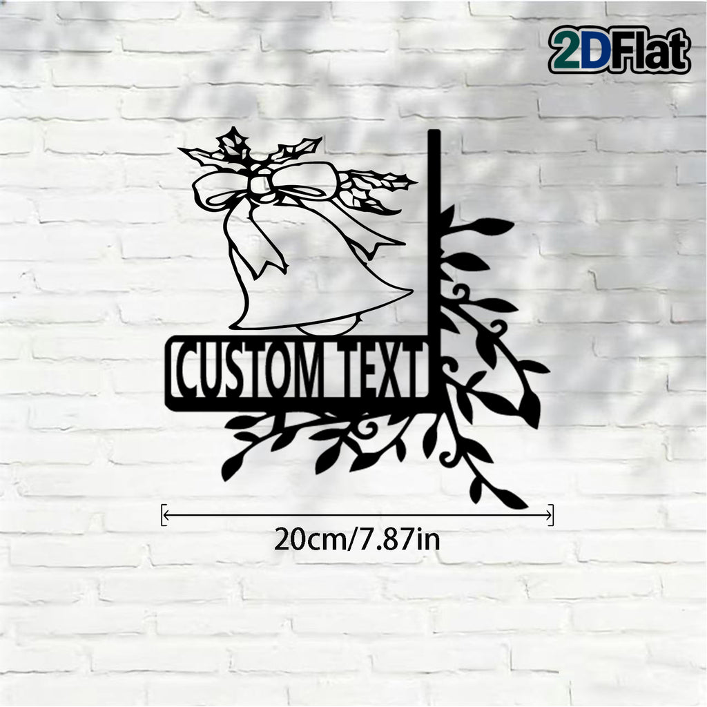 Custom Bell & Holly Metal House Number Sign