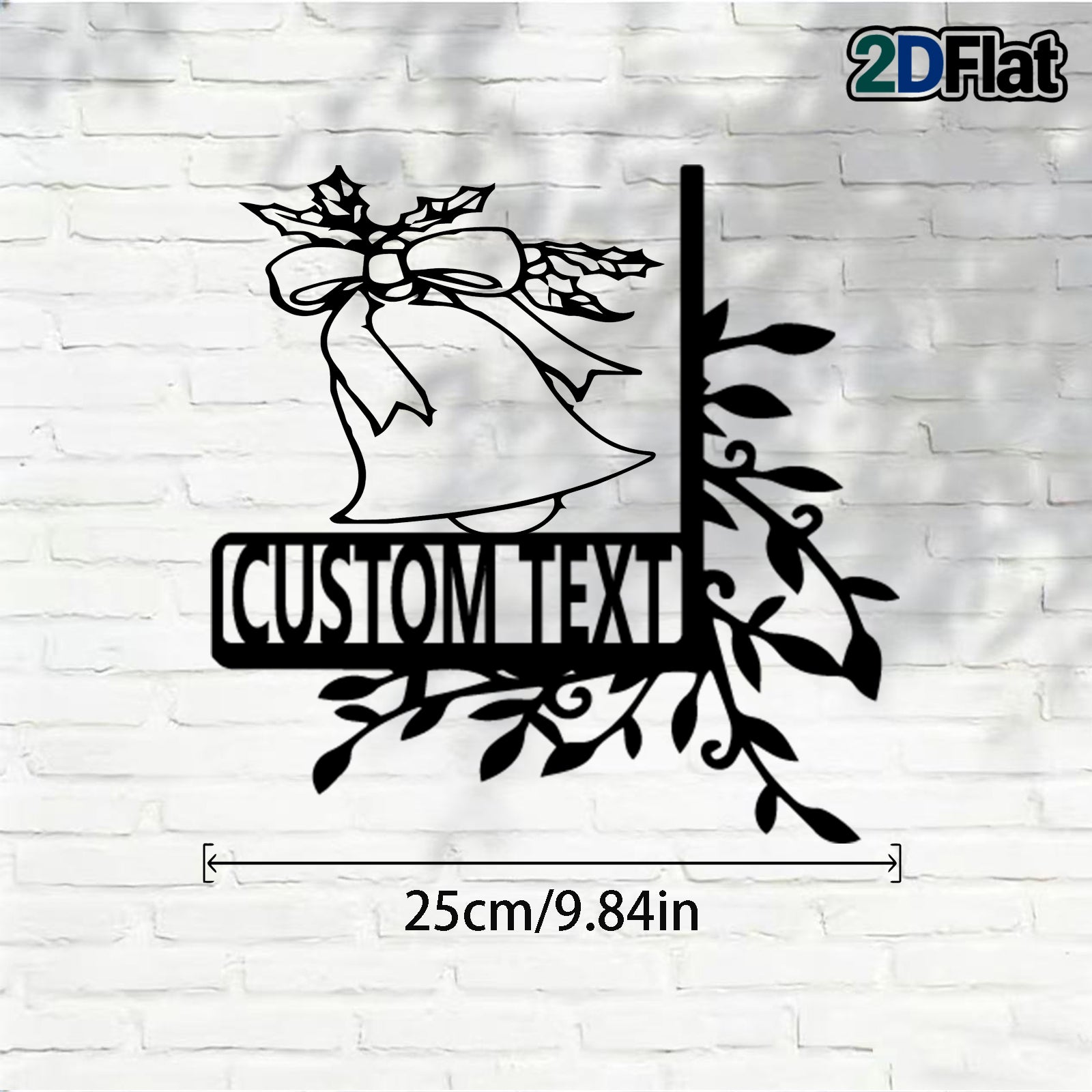 Custom Bell & Holly Metal House Number Sign