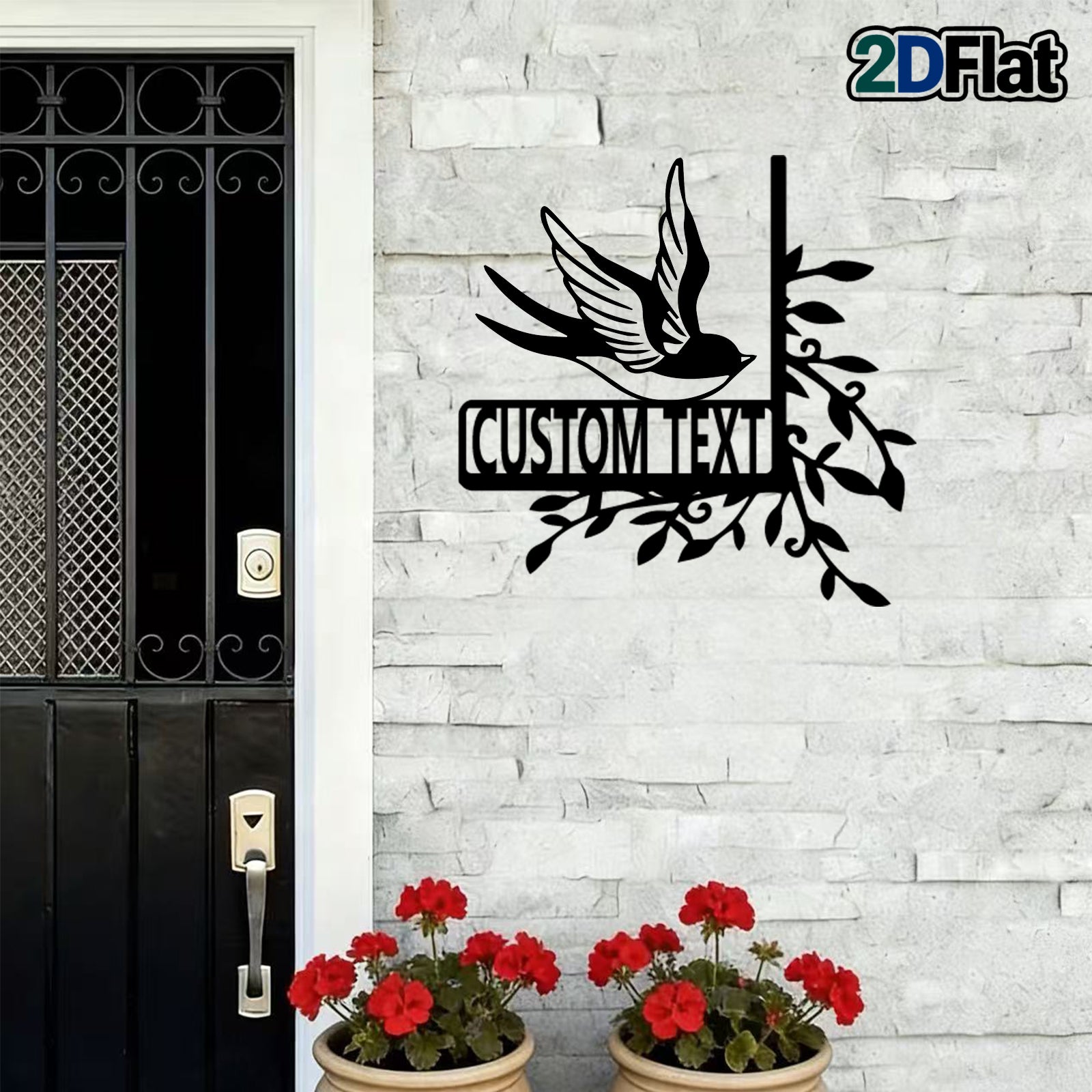 Personalized Flying Swallow Metal House Number Sign