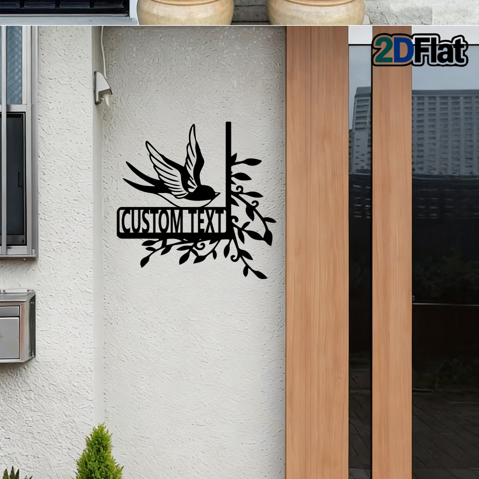 Personalized Flying Swallow Metal House Number Sign