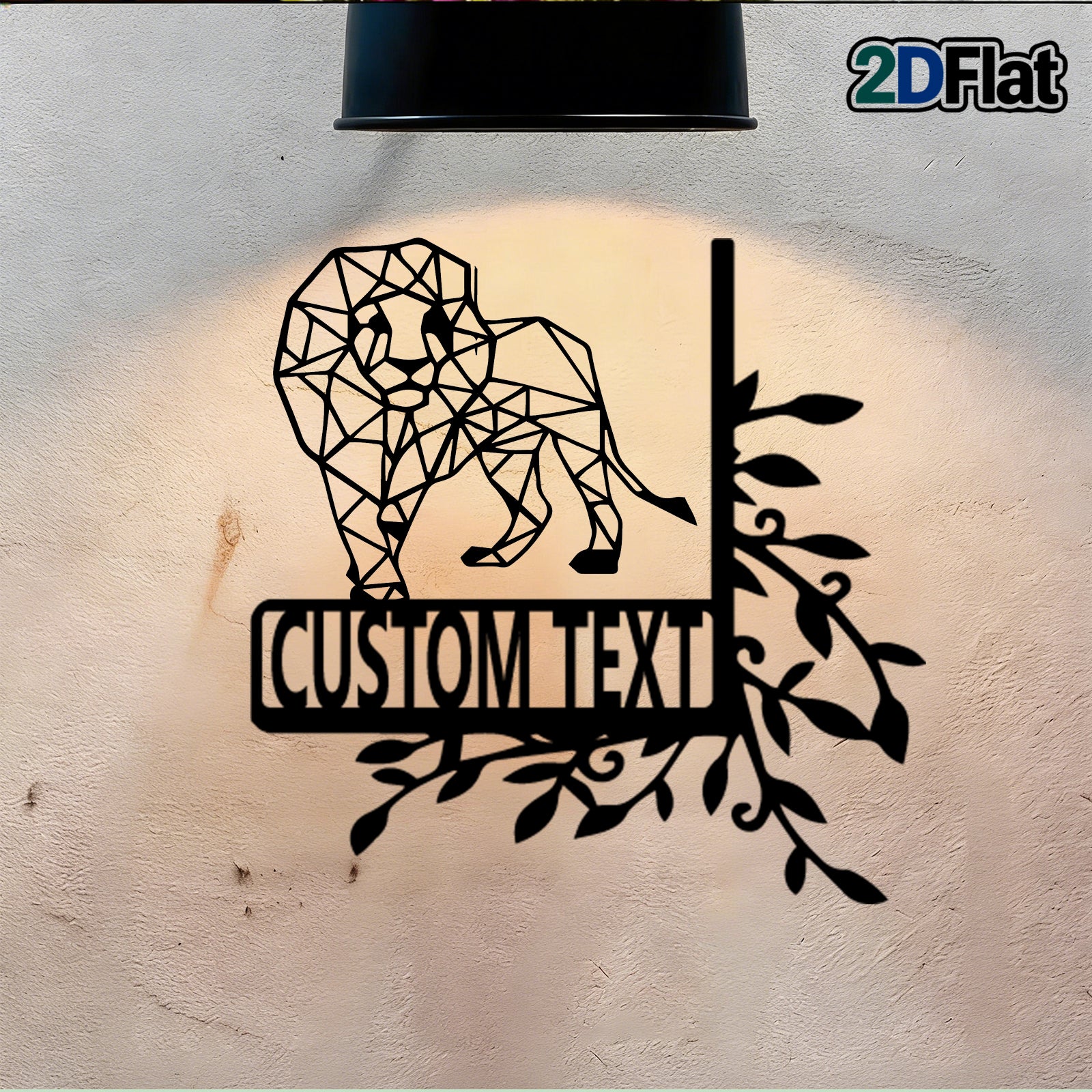 Custom Geometric Lion Metal House Number Sign