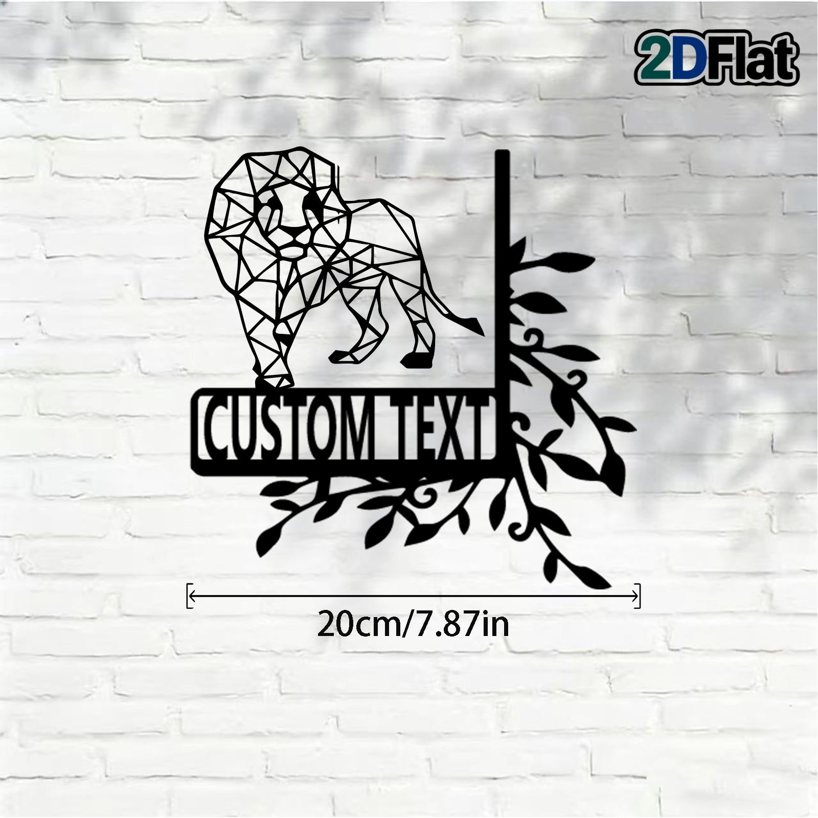 Custom Geometric Lion Metal House Number Sign