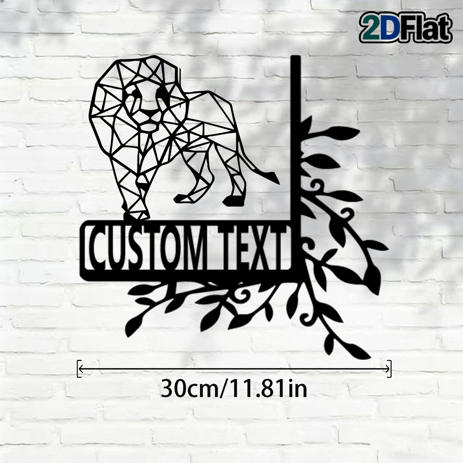 Custom Geometric Lion Metal House Number Sign