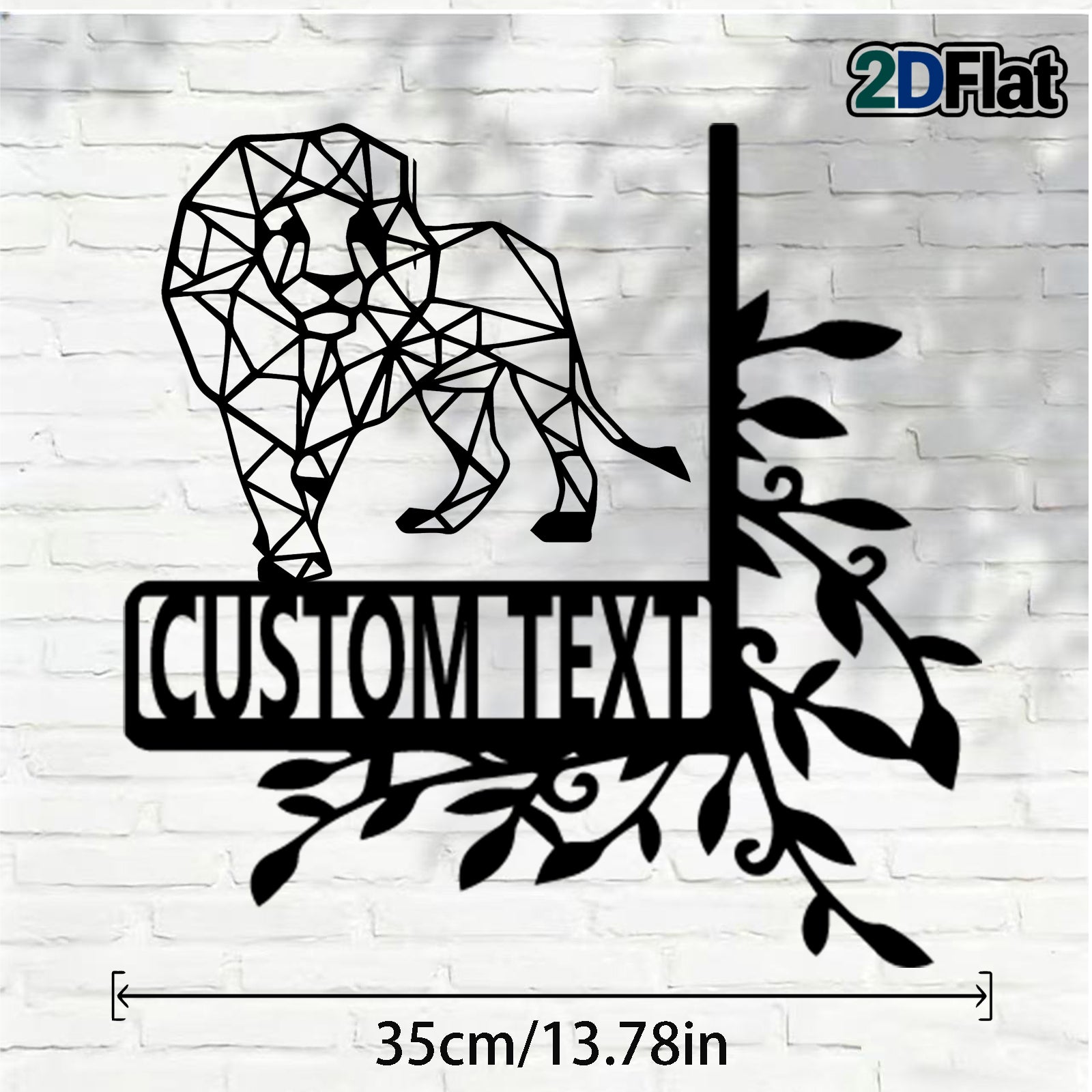 Custom Geometric Lion Metal House Number Sign