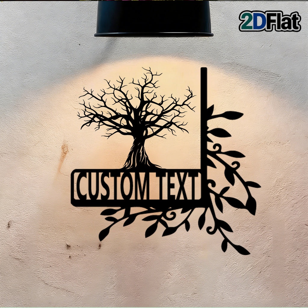 Custom Bare Tree Metal House Number Sign