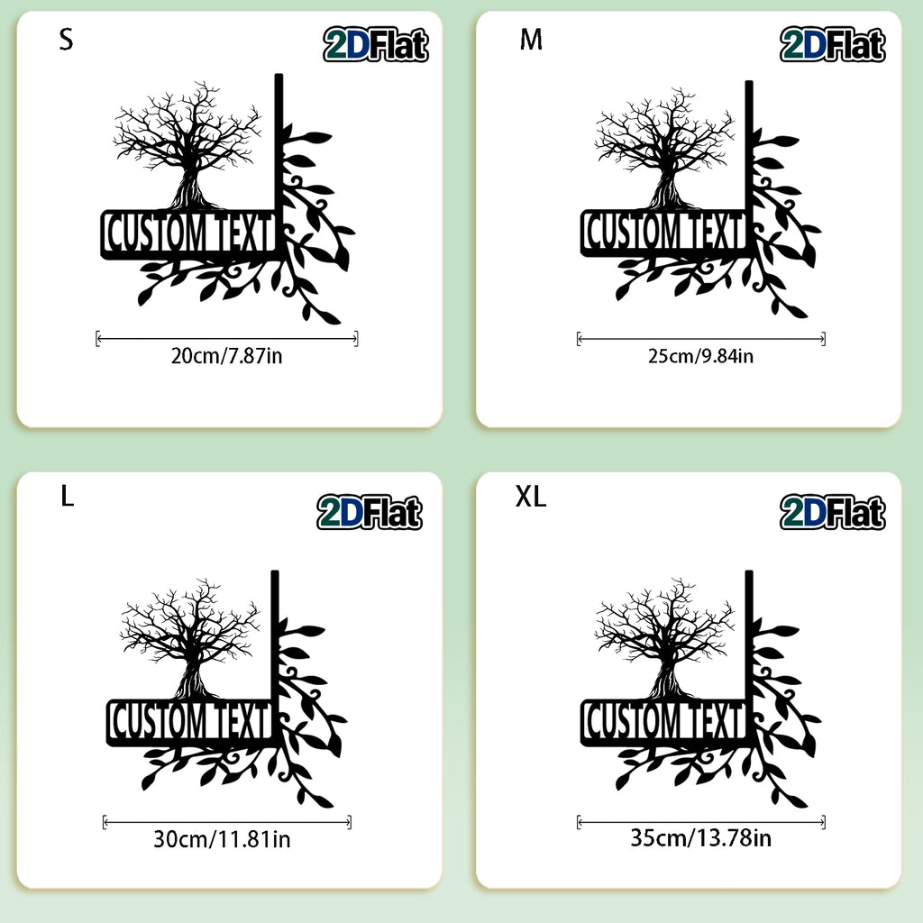 Custom Bare Tree Metal House Number Sign