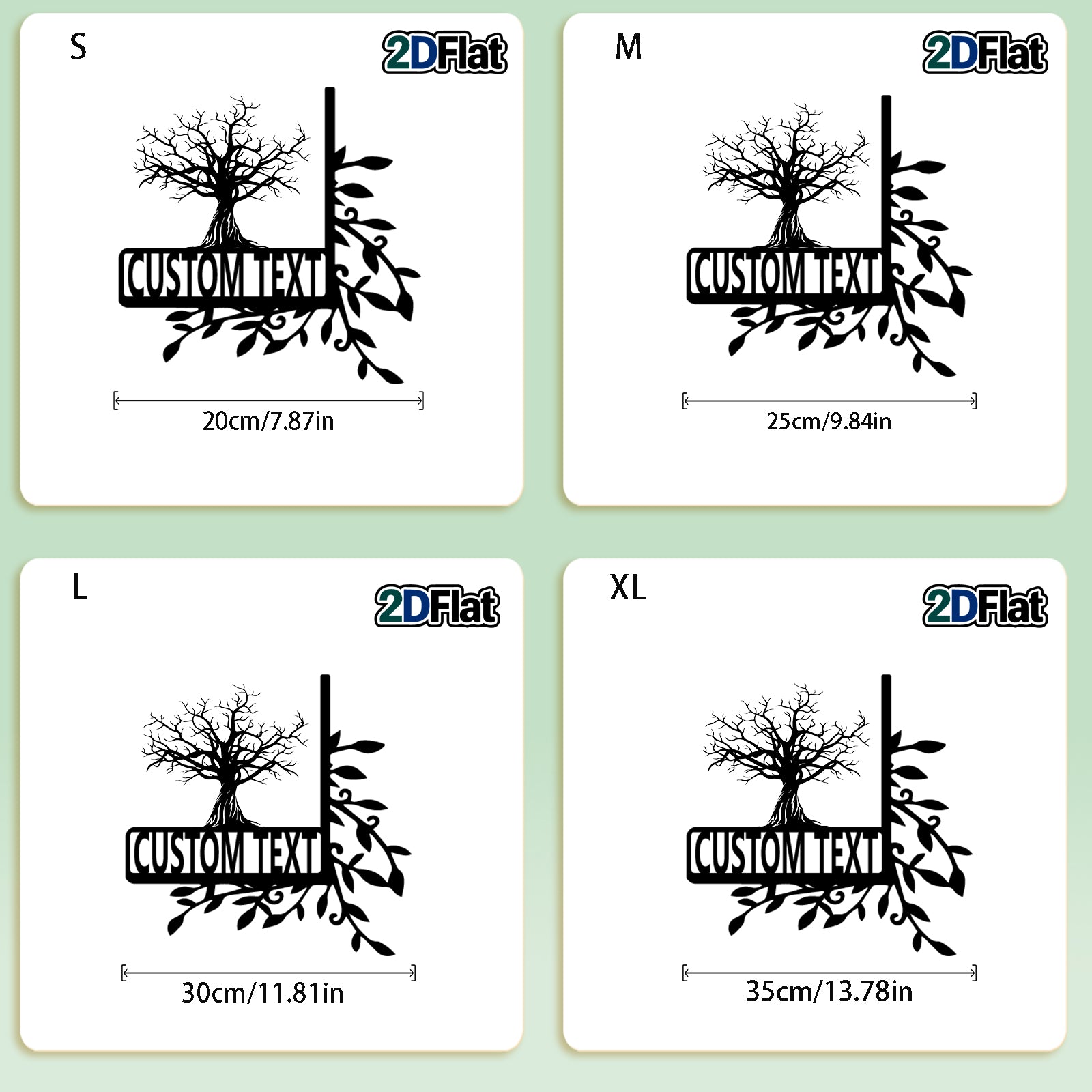 Custom Bare Tree Metal House Number Sign