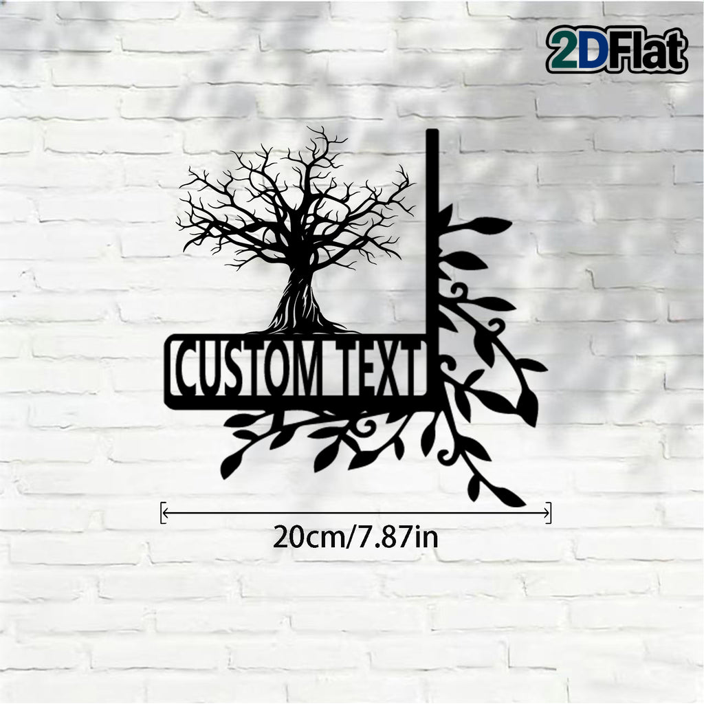 Custom Bare Tree Metal House Number Sign