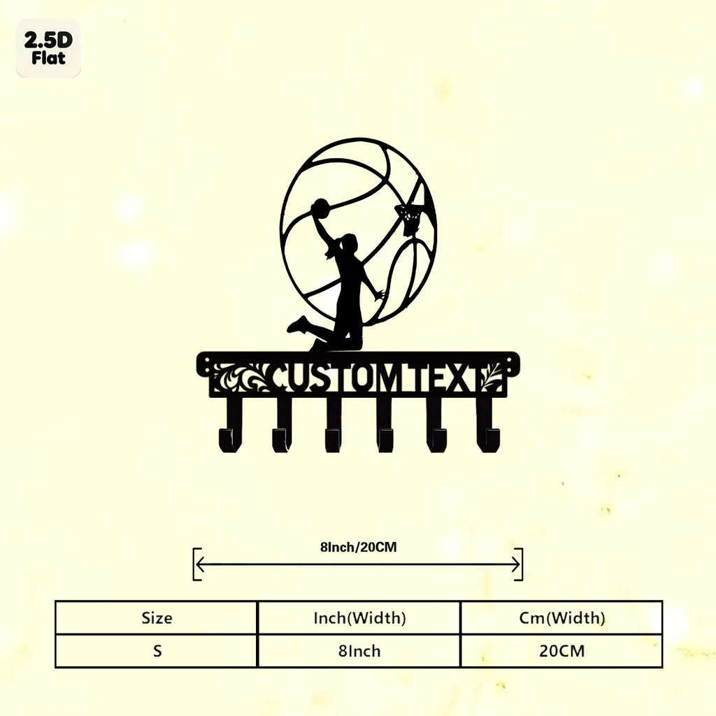 Custom Basketball Dunk Silhouette Metal Wall Sculpture with Hooks