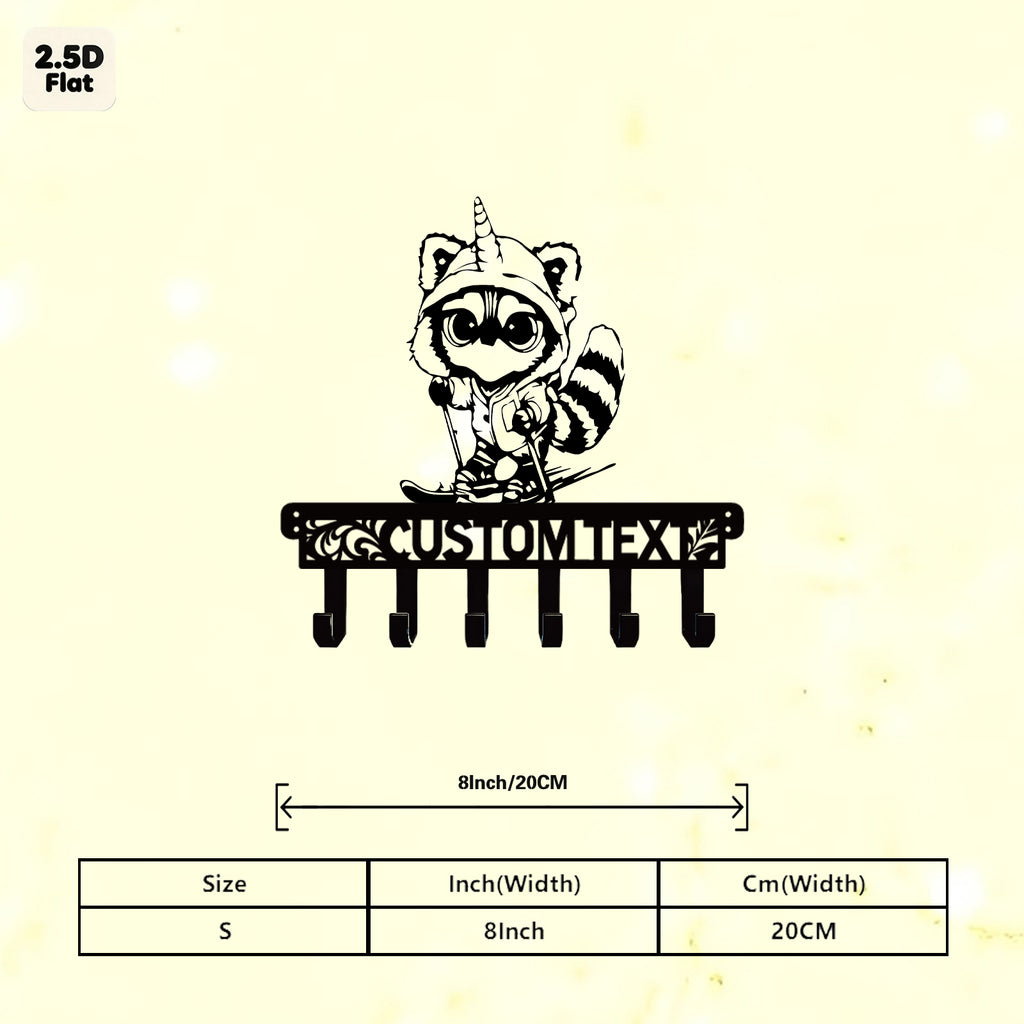 Custom Raccoon Unicorn Hat Metal Wall Sculpture with Hooks