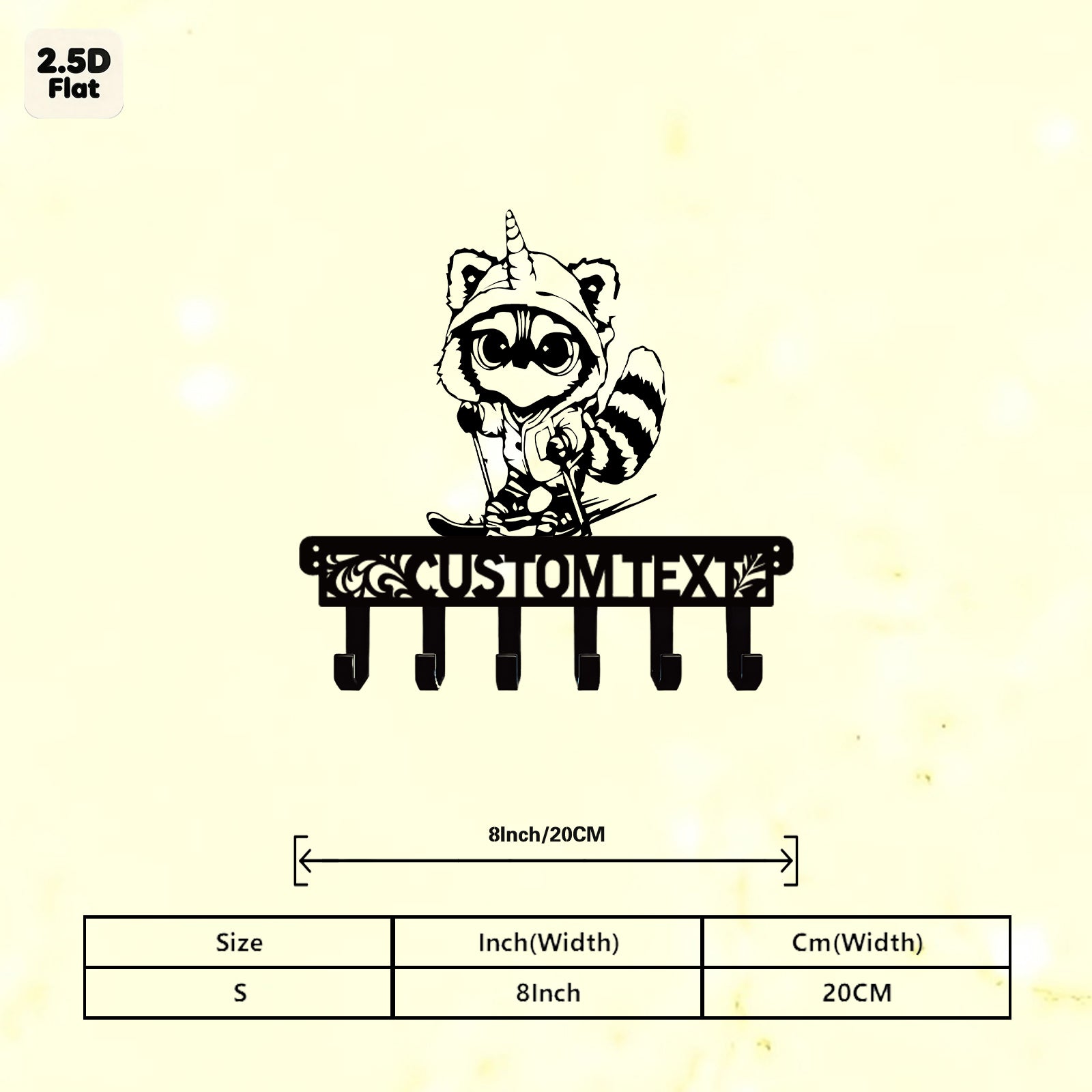 Custom Raccoon Unicorn Hat Metal Wall Sculpture with Hooks