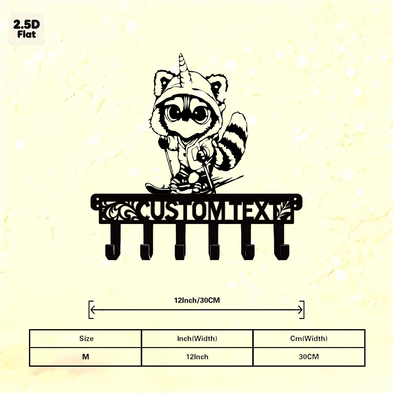 Custom Raccoon Unicorn Hat Metal Wall Sculpture with Hooks