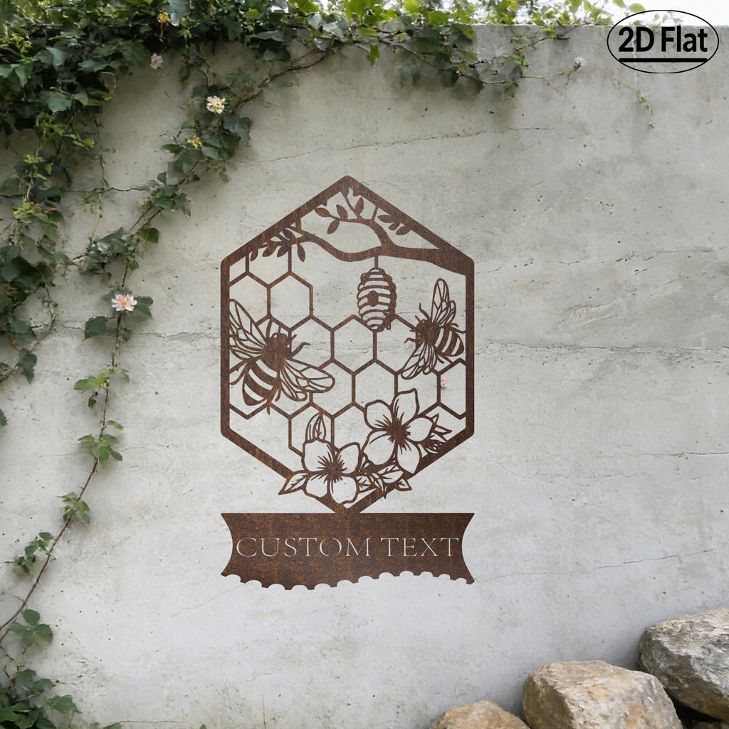 Custom Honeycomb Bee Metal Wall Sculpture