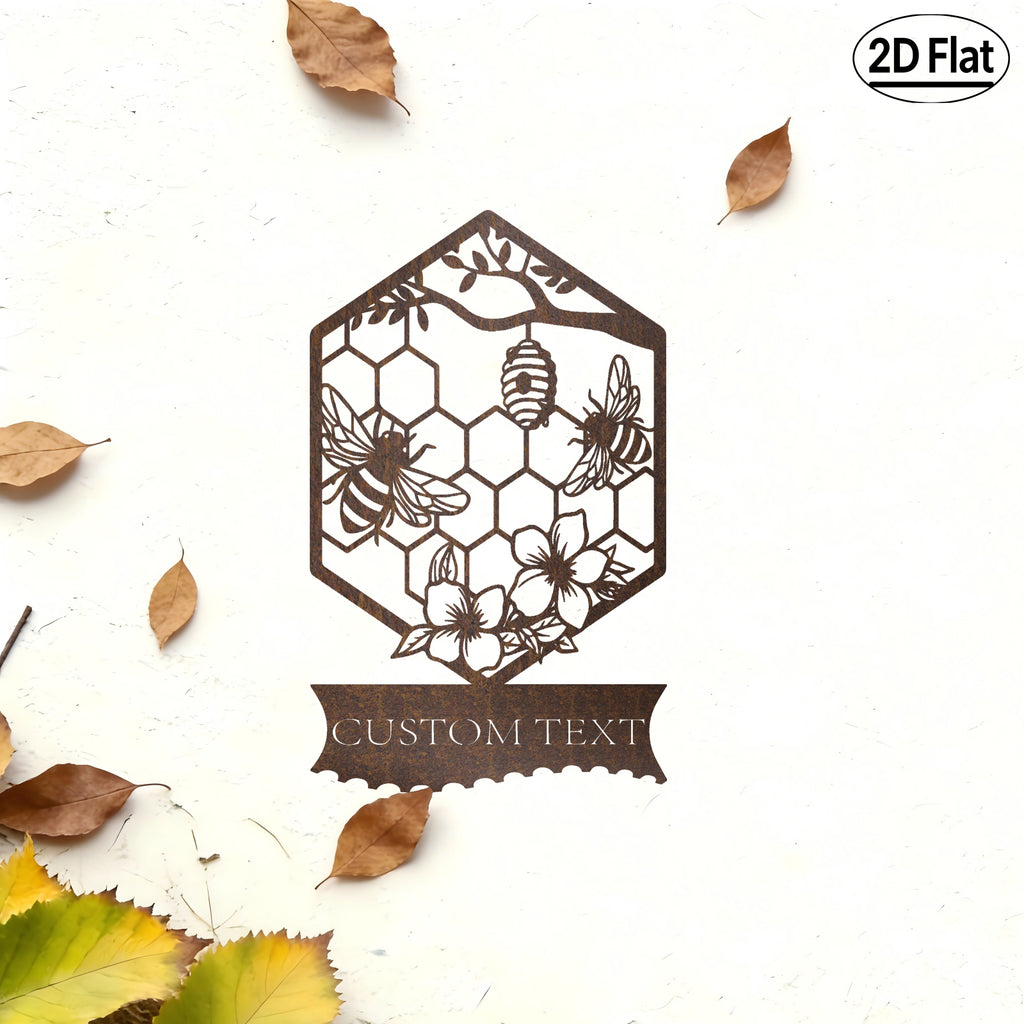 Custom Honeycomb Bee Metal Wall Sculpture