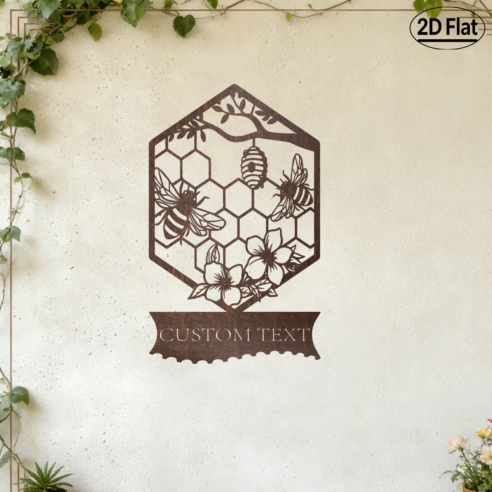 Custom Honeycomb Bee Metal Wall Sculpture