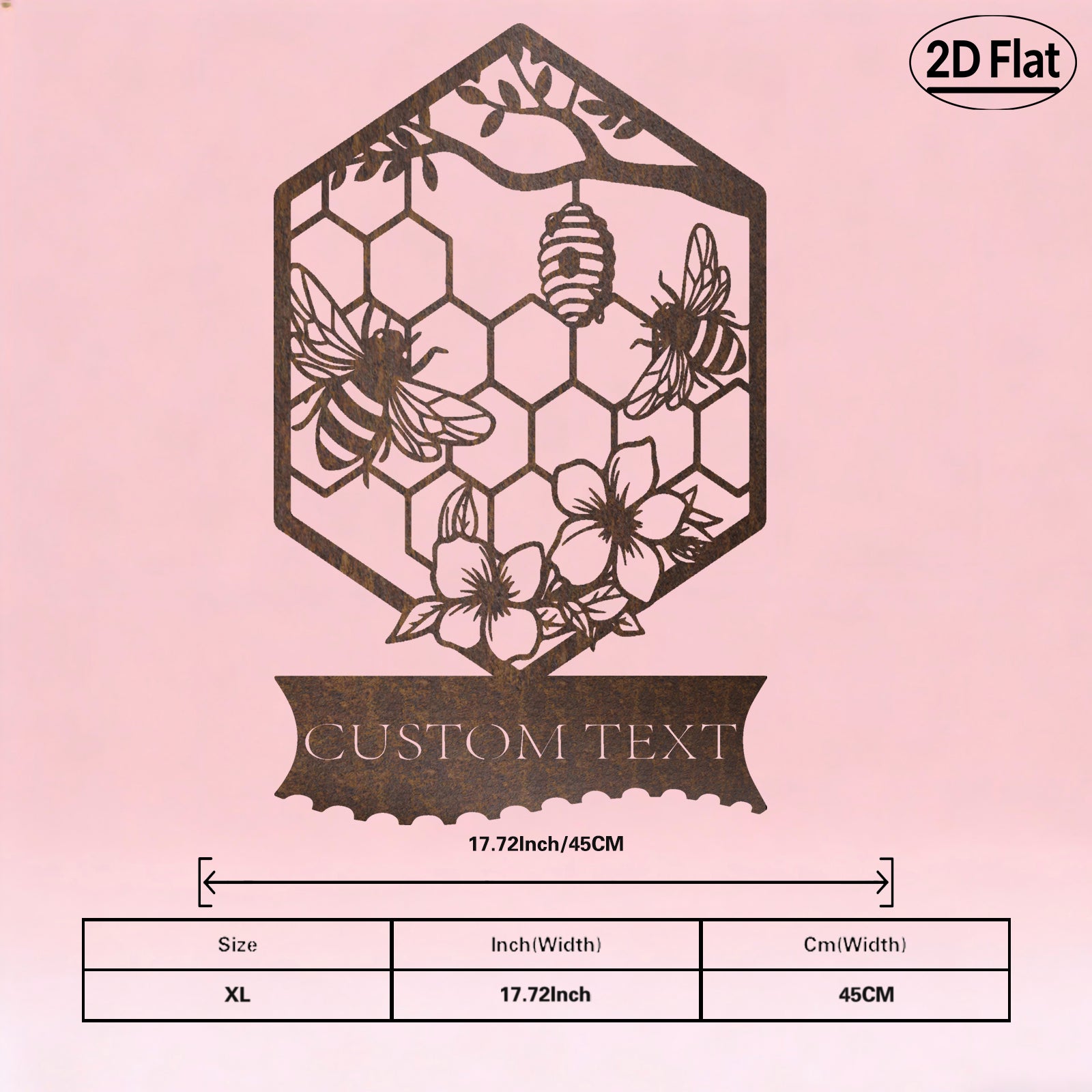 Custom Honeycomb Bee Metal Wall Sculpture