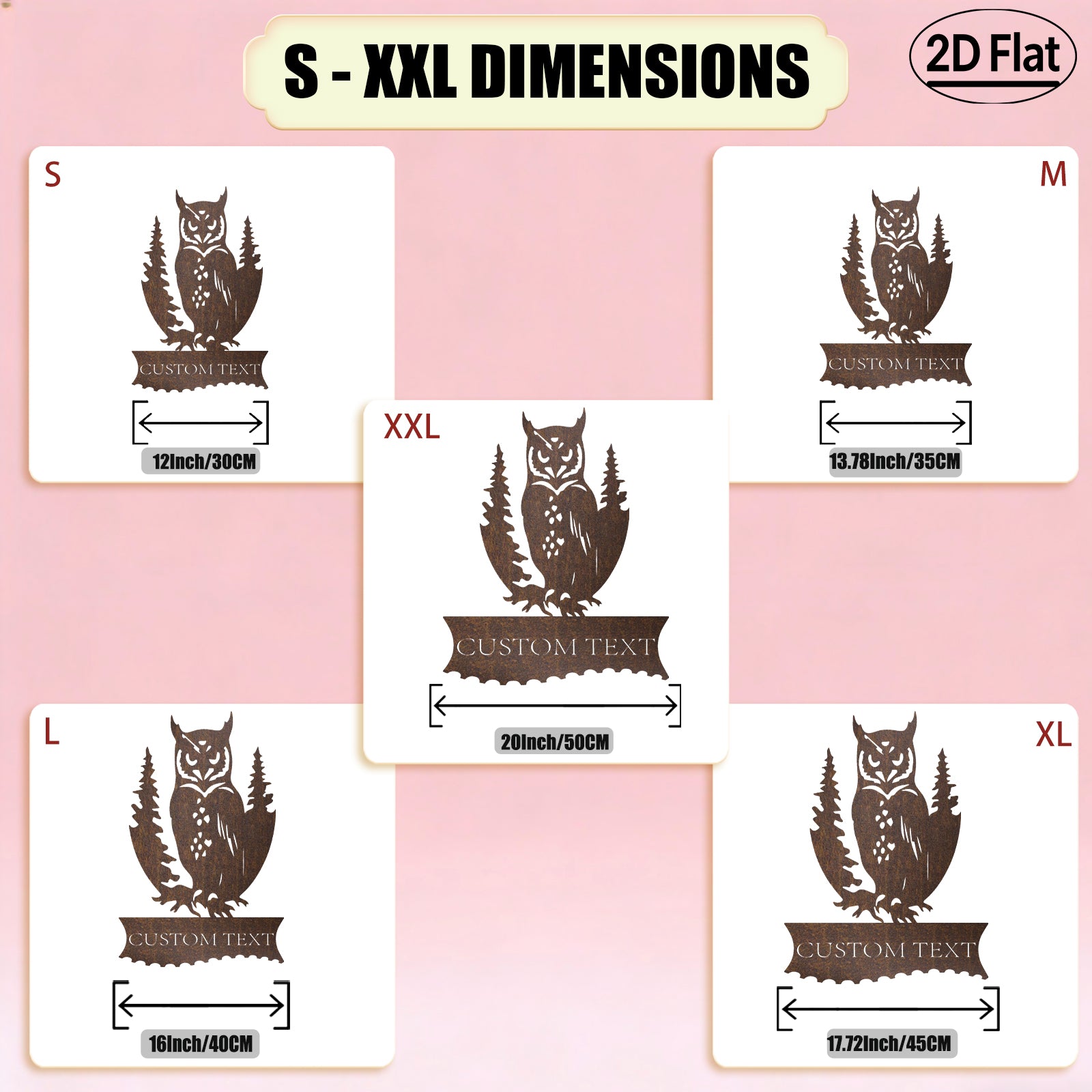 Custom Owl Pine Tree Metal Wall Sculpture