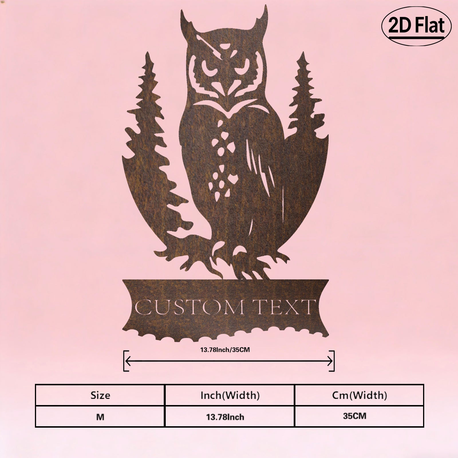 Custom Owl Pine Tree Metal Wall Sculpture