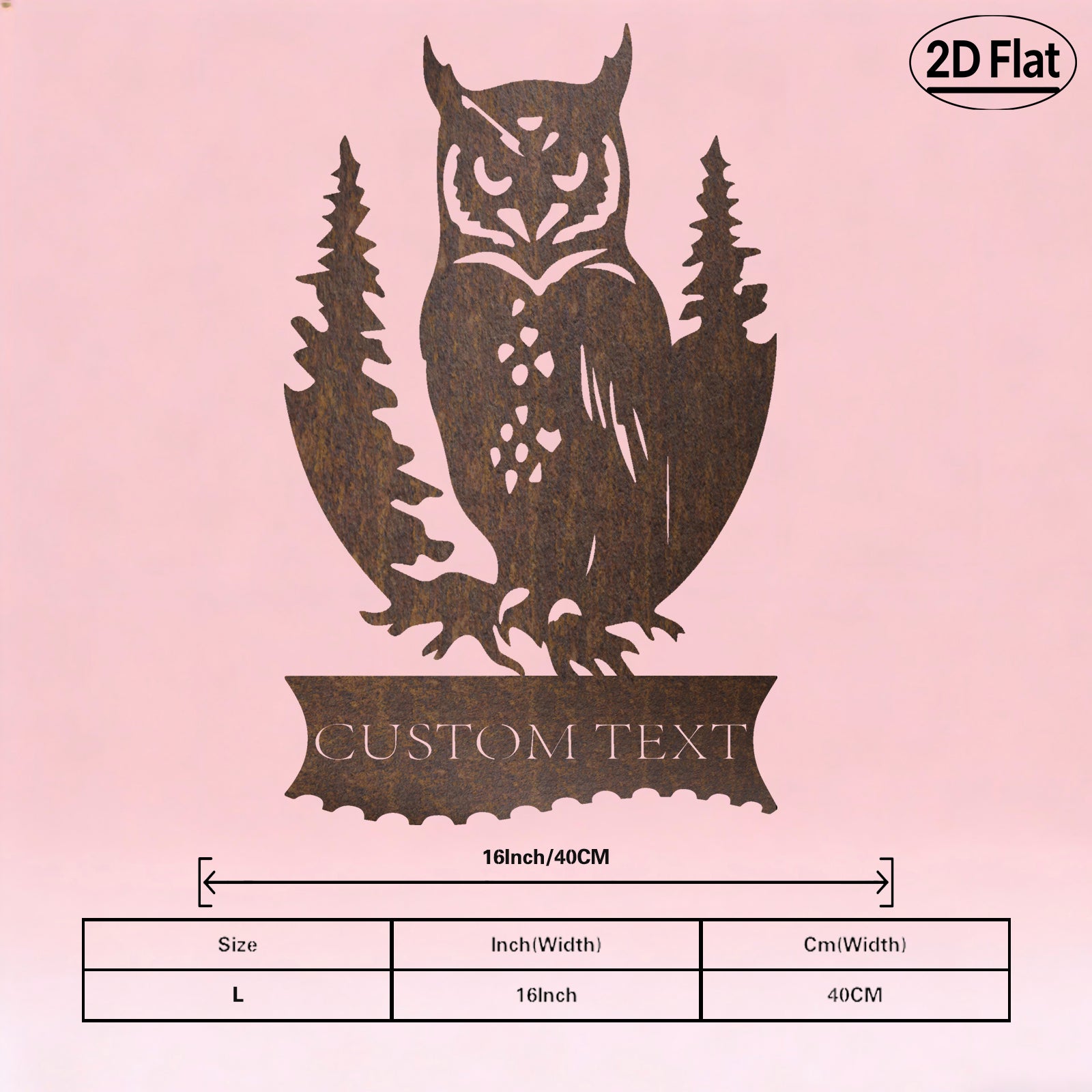 Custom Owl Pine Tree Metal Wall Sculpture